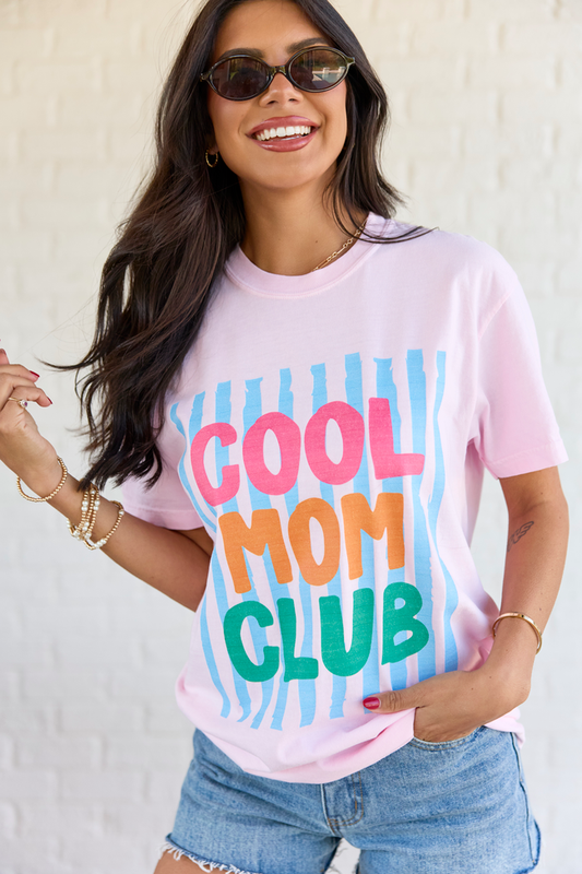 Cool Mom Club Multi Light Pink Comfort Colors Graphic Tee