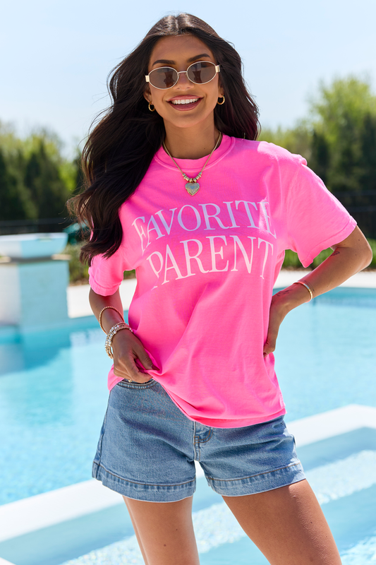 Favorite Parent Neon Pink Comfort Colors Graphic Tee