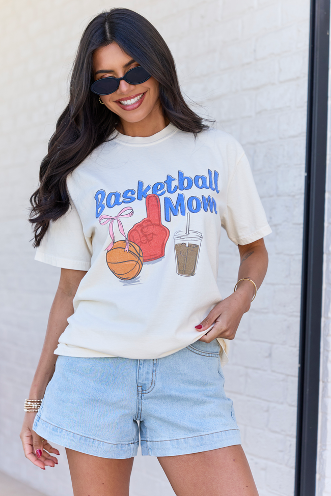 Basketball Mom Ivory Comfort Colors Graphic Tee