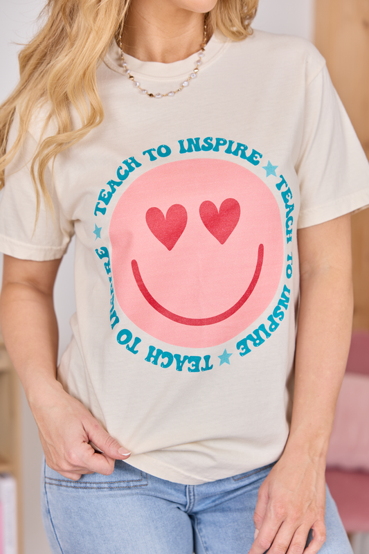 Teach To Inspire Smiley Ivory Comfort Colors Graphic Tee