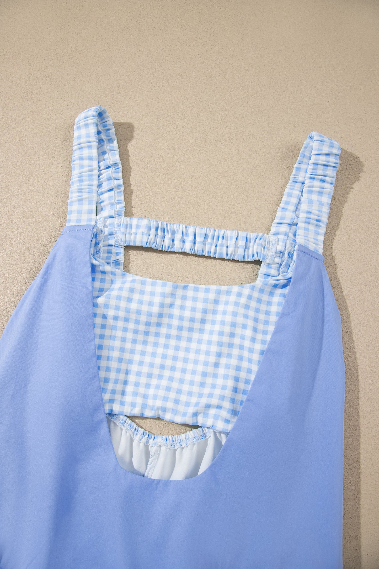 Faux Two Piece Gingham Contrast Mini Dress