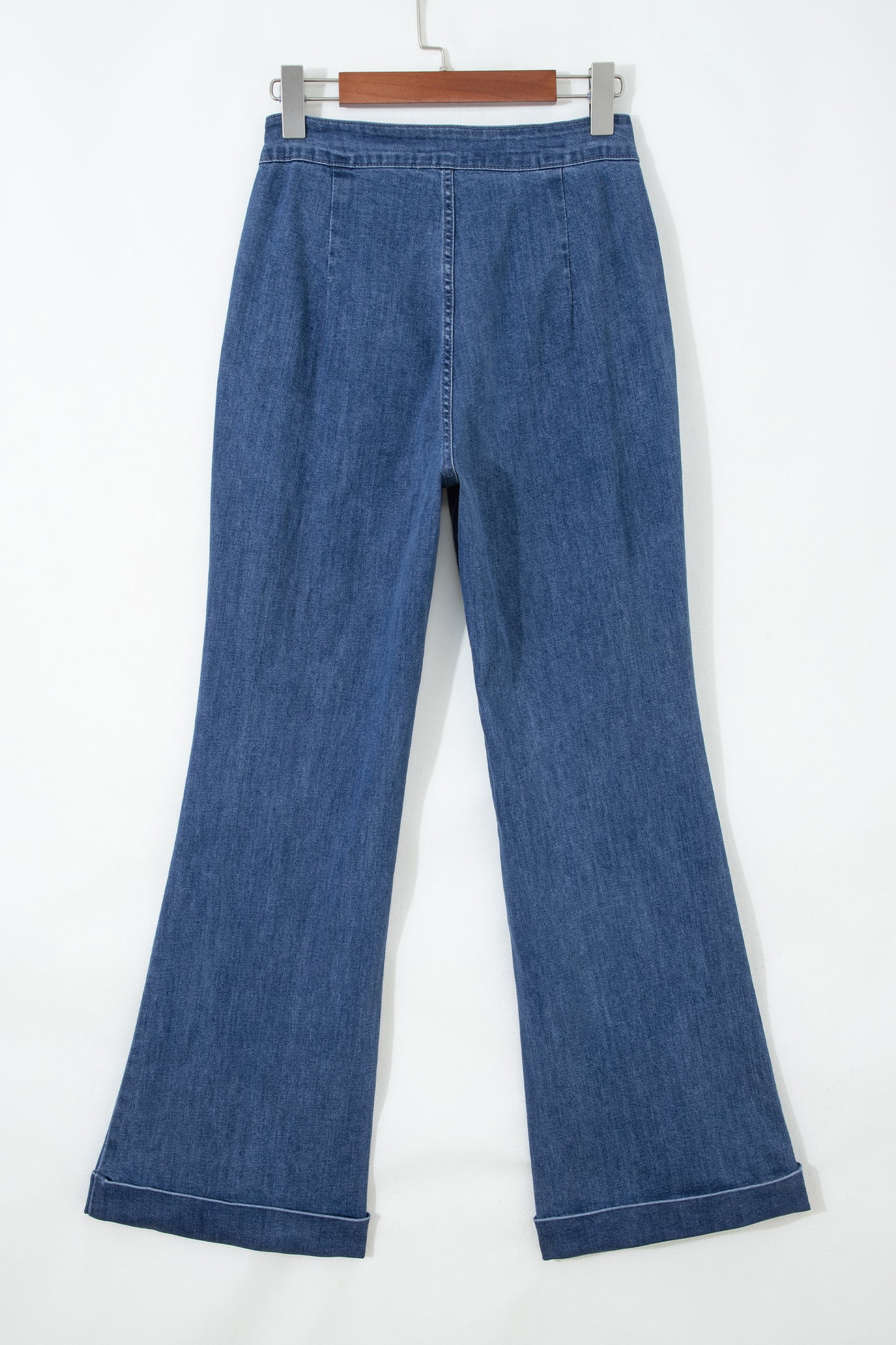 Ashleigh Button Detail Rolled Hem Flare Leg Jeans