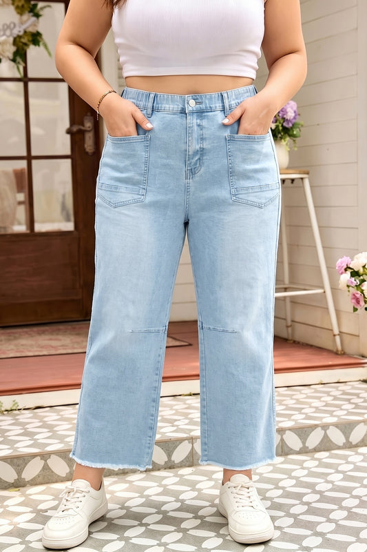 Patch Pocket Raw Cut Shift Jeans