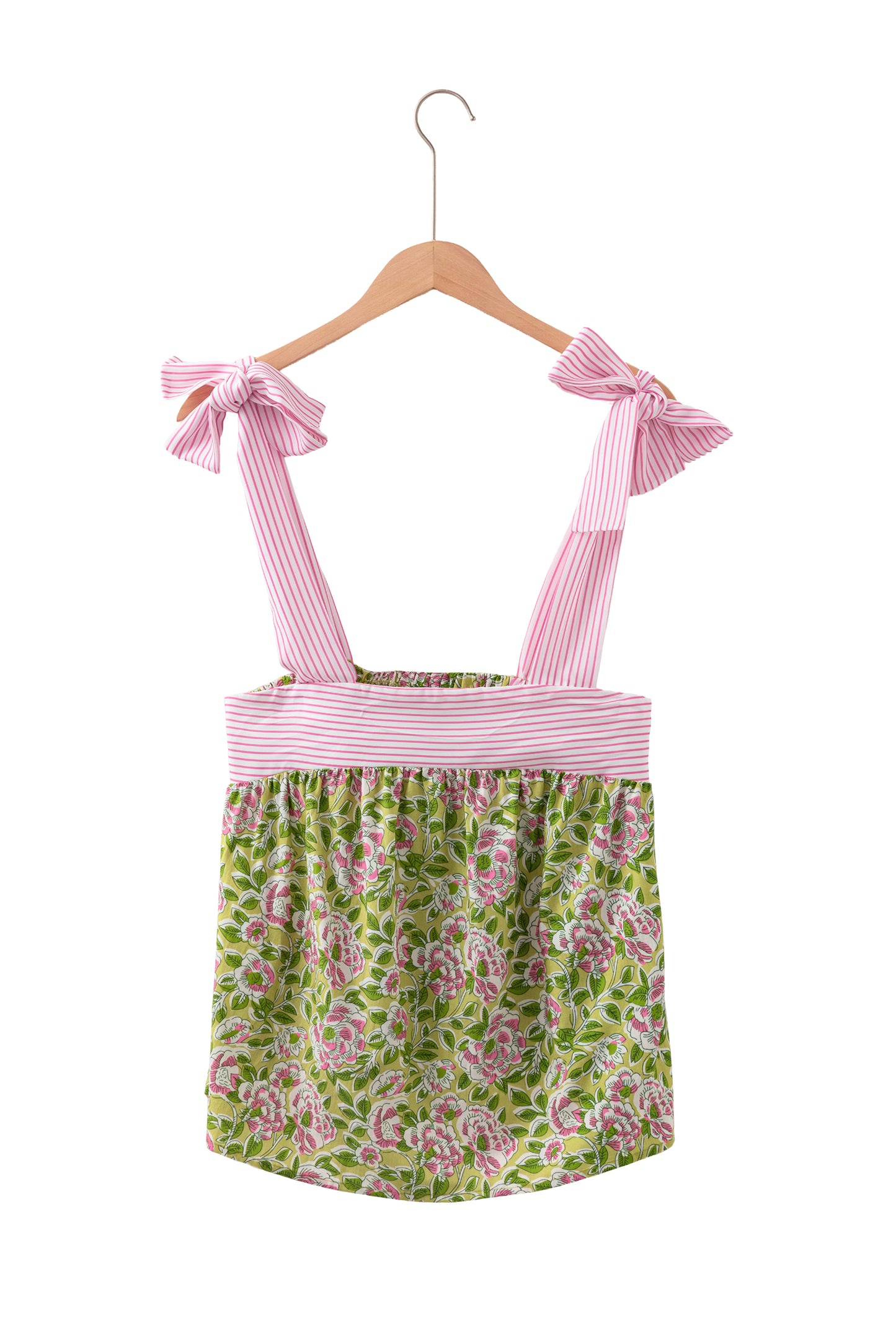 Floral Printed Knot Straps Babydoll Tank Top
