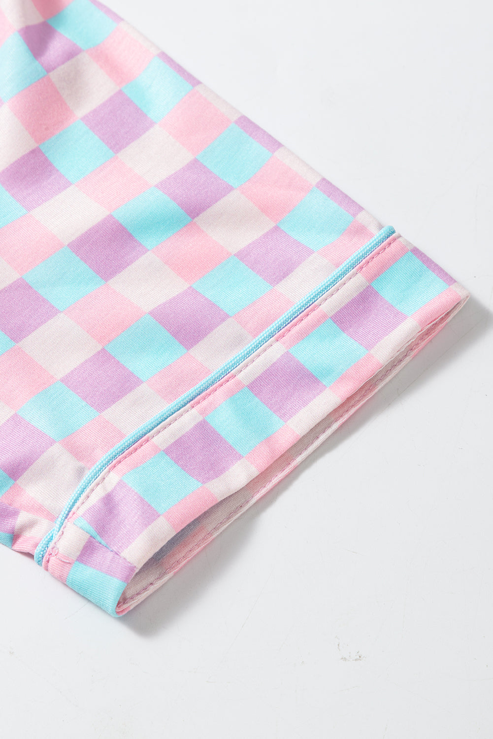 Checkered Pattern Short Sleeve Pajamas Set