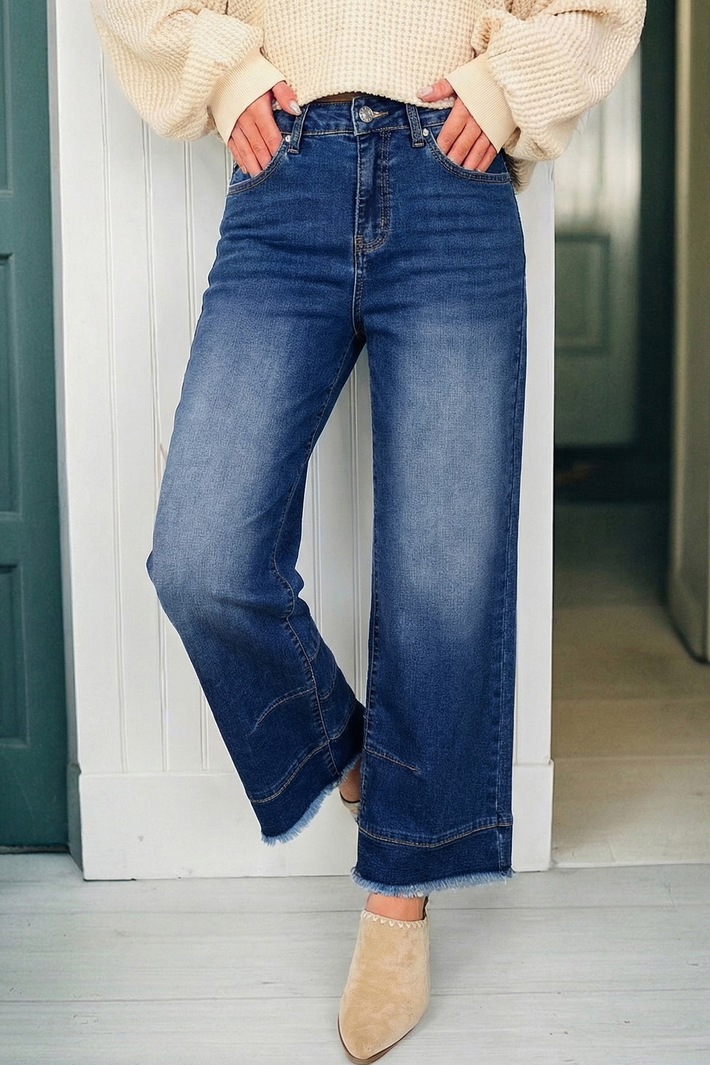 Raw Hem Ankle Length Jeans