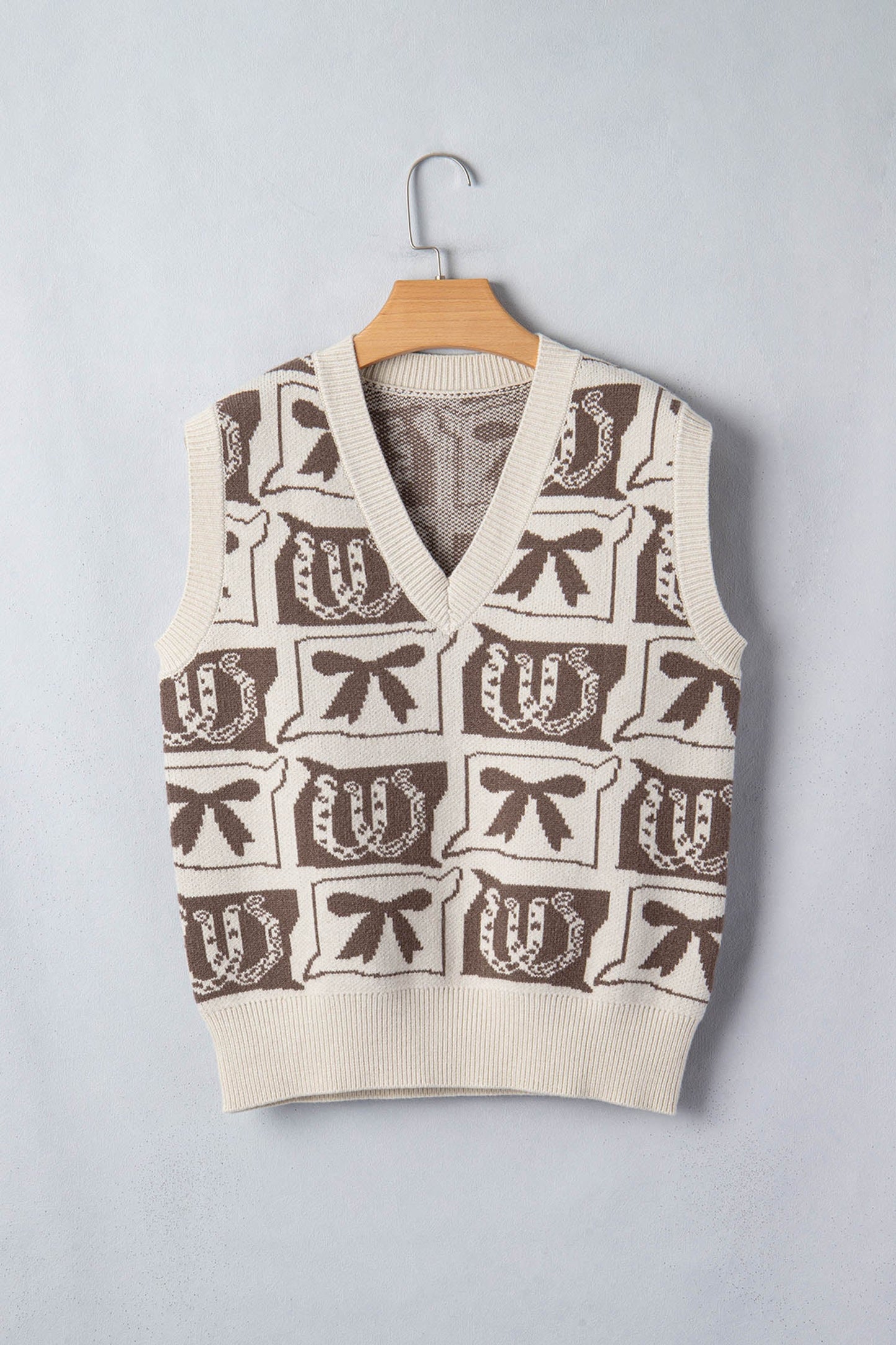 Horseshoe Bow Printed Sweater Vest