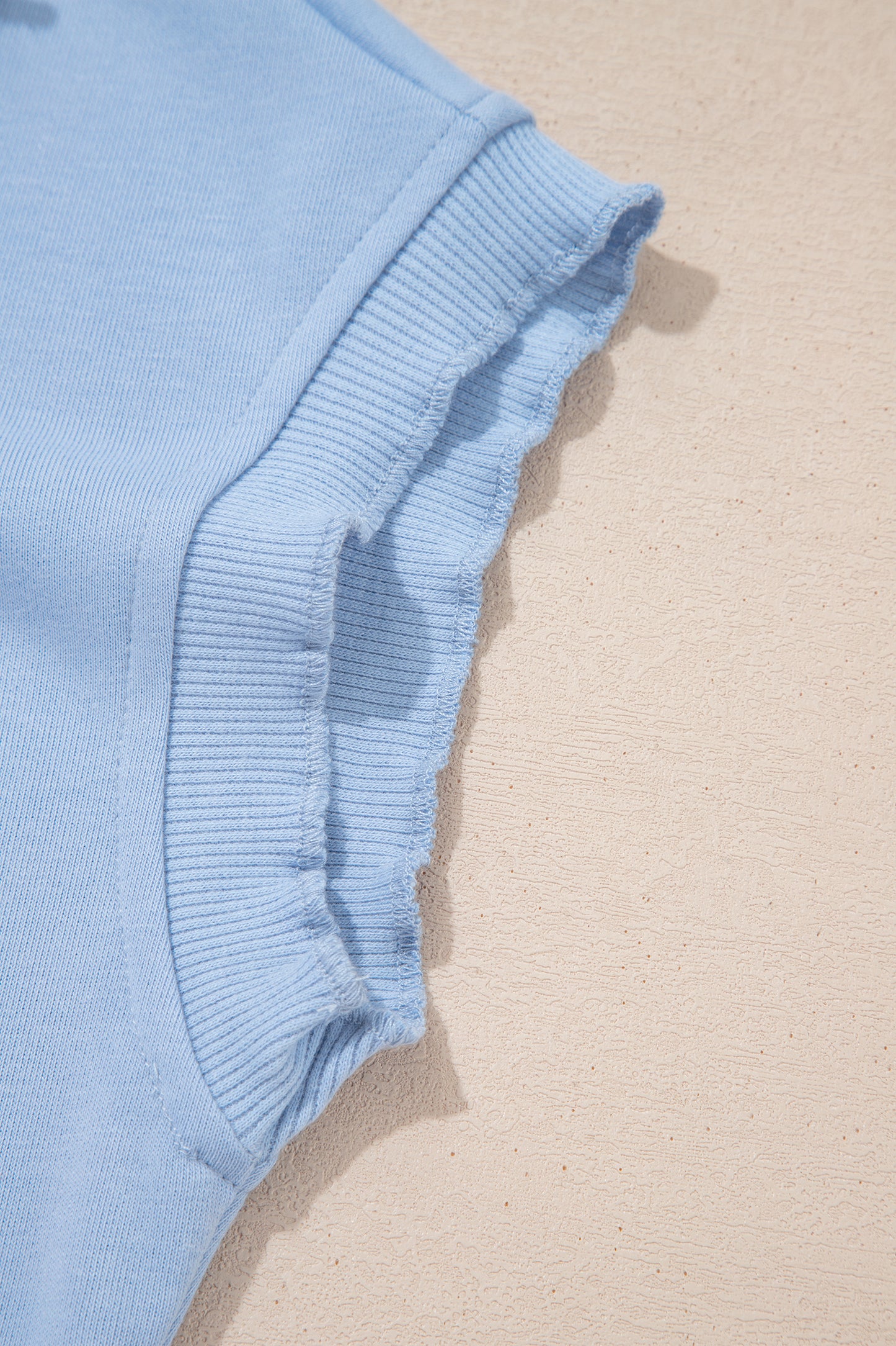Sky Blue Lace Accent Zipped Collar Sweatpants Set