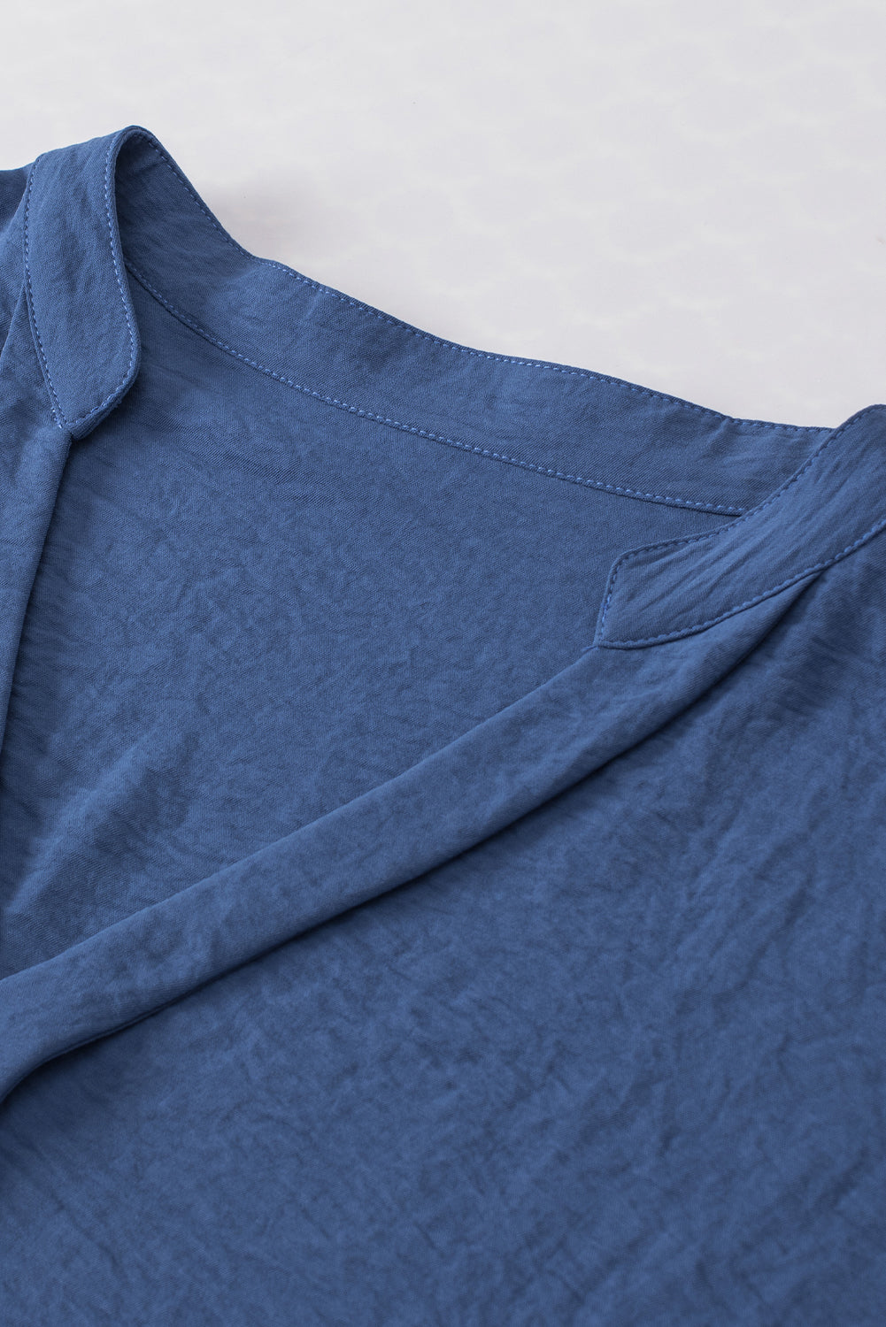 Notched Neck Batwing Sleeve Lightweight Blouse
