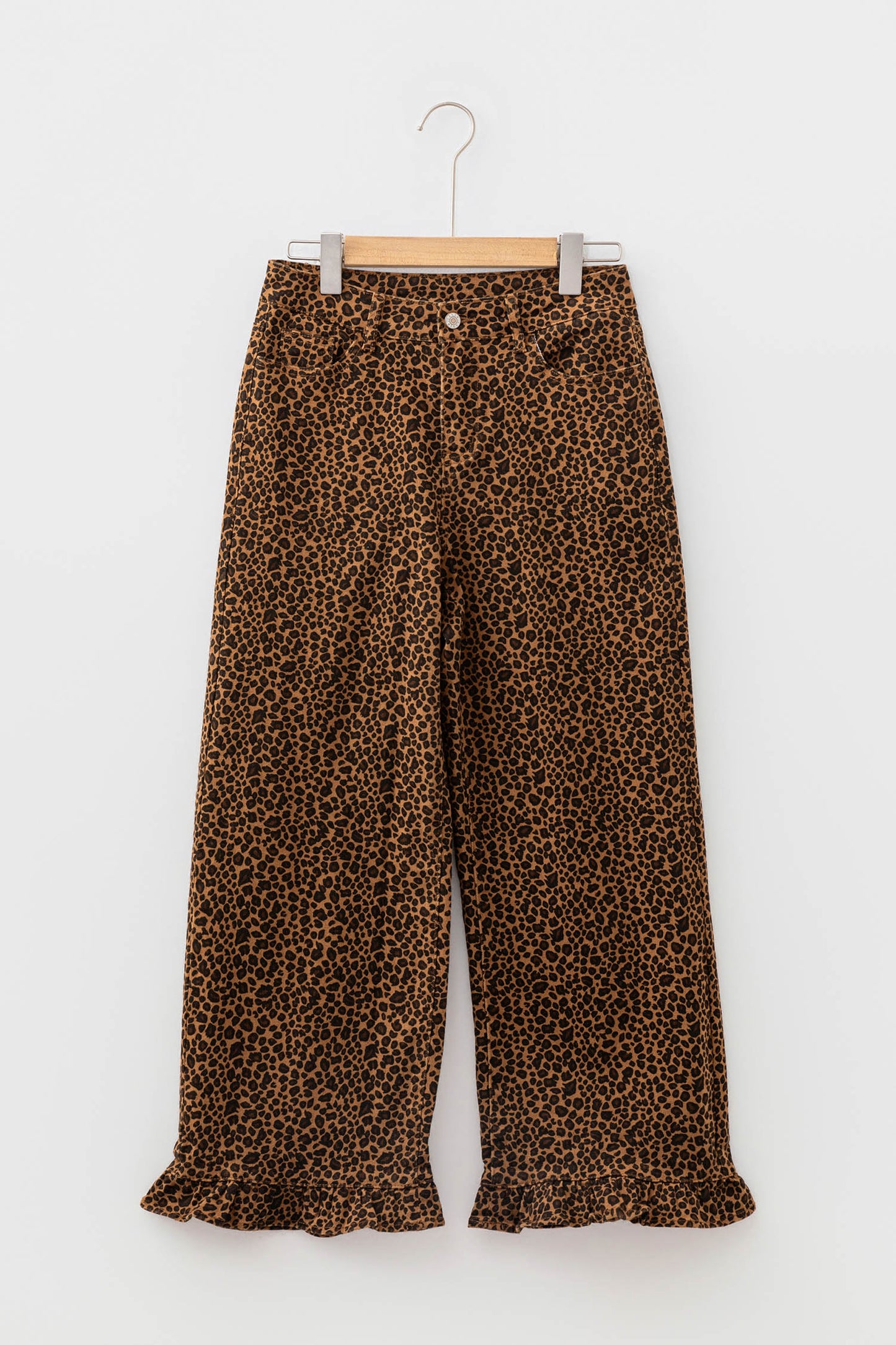 Leopard Print Ruffled Hem Shift Jeans