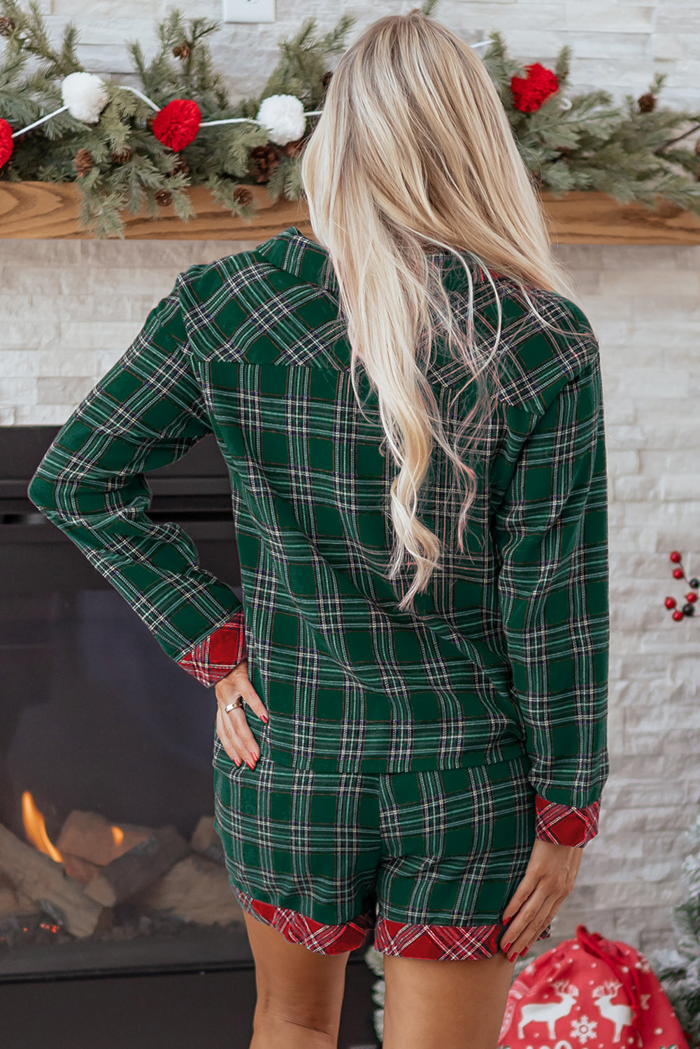 Plaid Patched Christmas Pajama Set