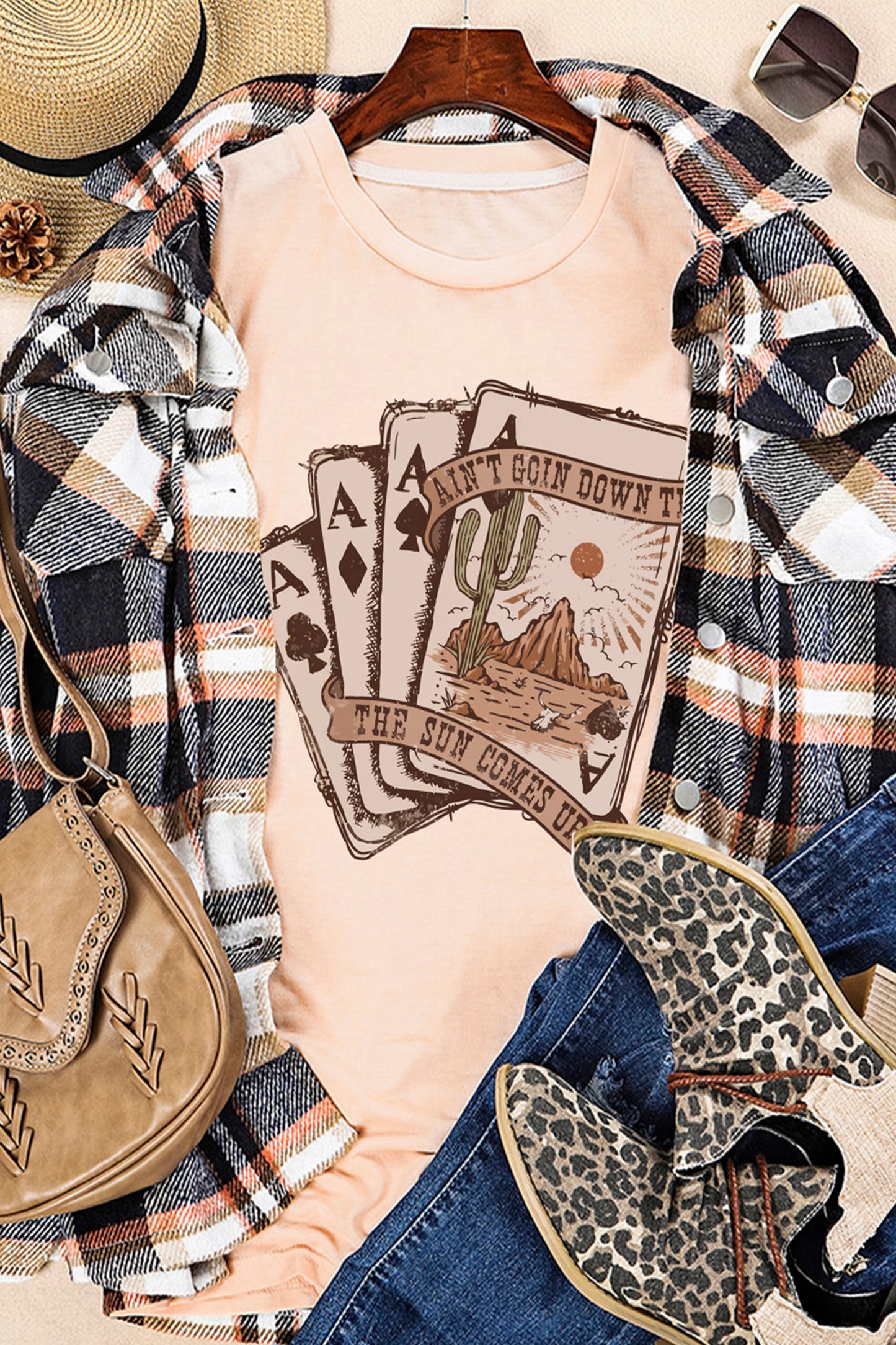 Western Poker Cards Graphic T Shirt