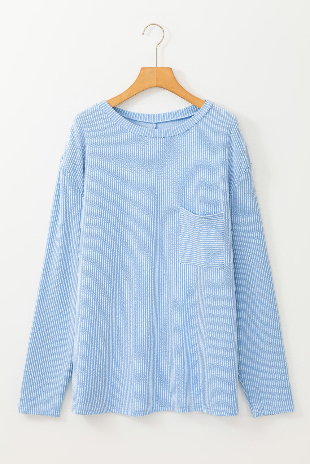 Ribbed Textured Long Sleeve T Shirt