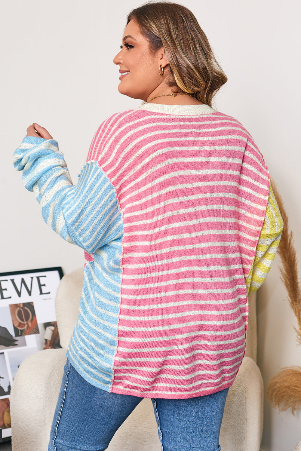 Multicolour Exposed Seam Colorblock Sweater