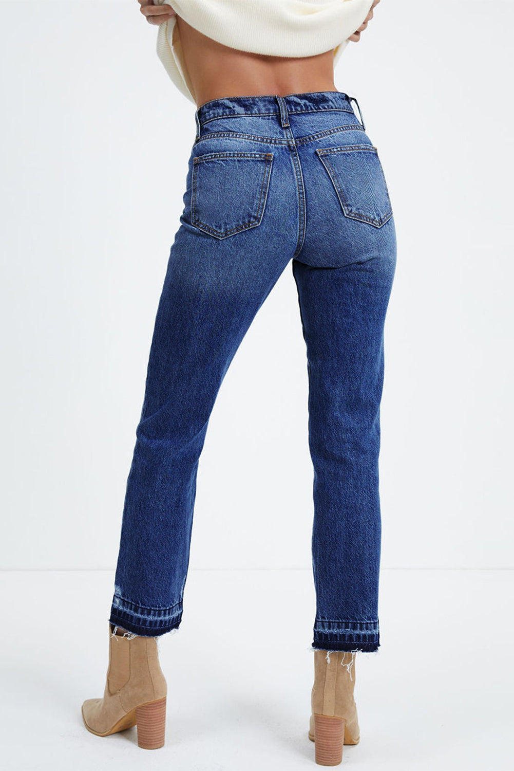 Raw Hem Cropped Jeans
