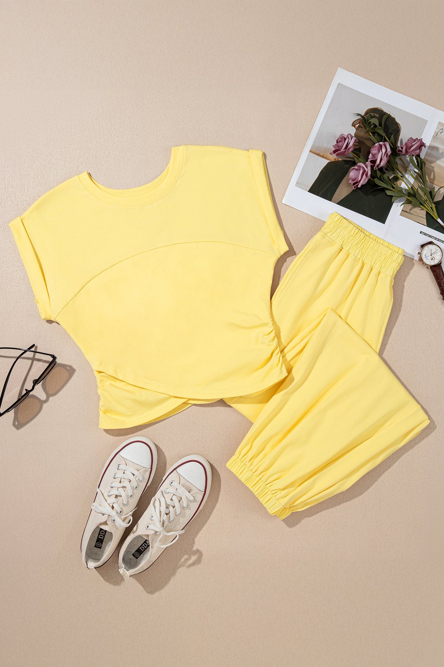 Cropped Tank Top and Jogger Pants Set