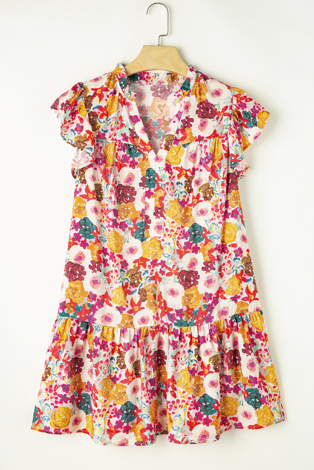 Floral Print Flutter Sleeve Dress