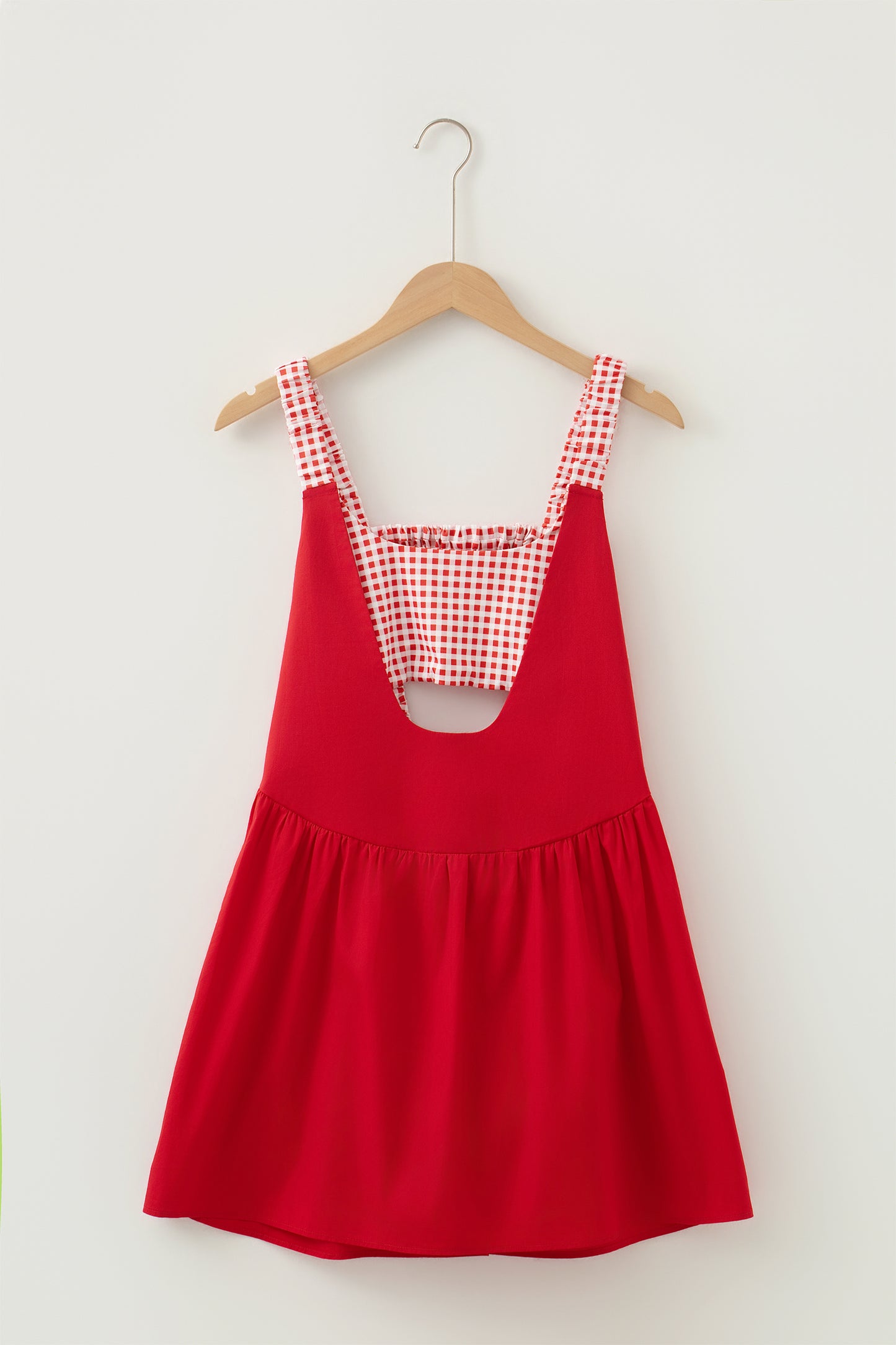Faux Two Piece Gingham Contrast Mini Dress