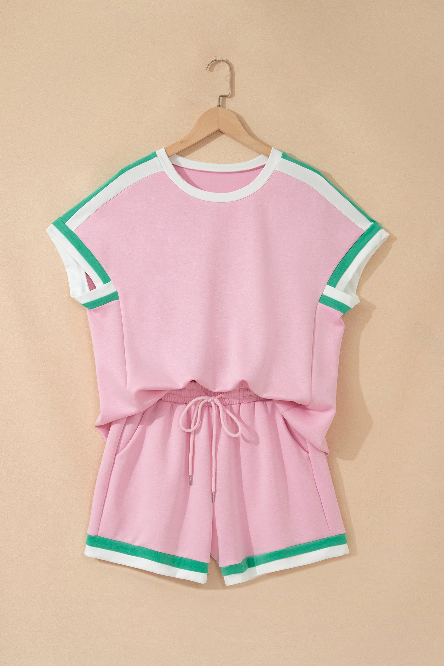Striped Trim Short Set