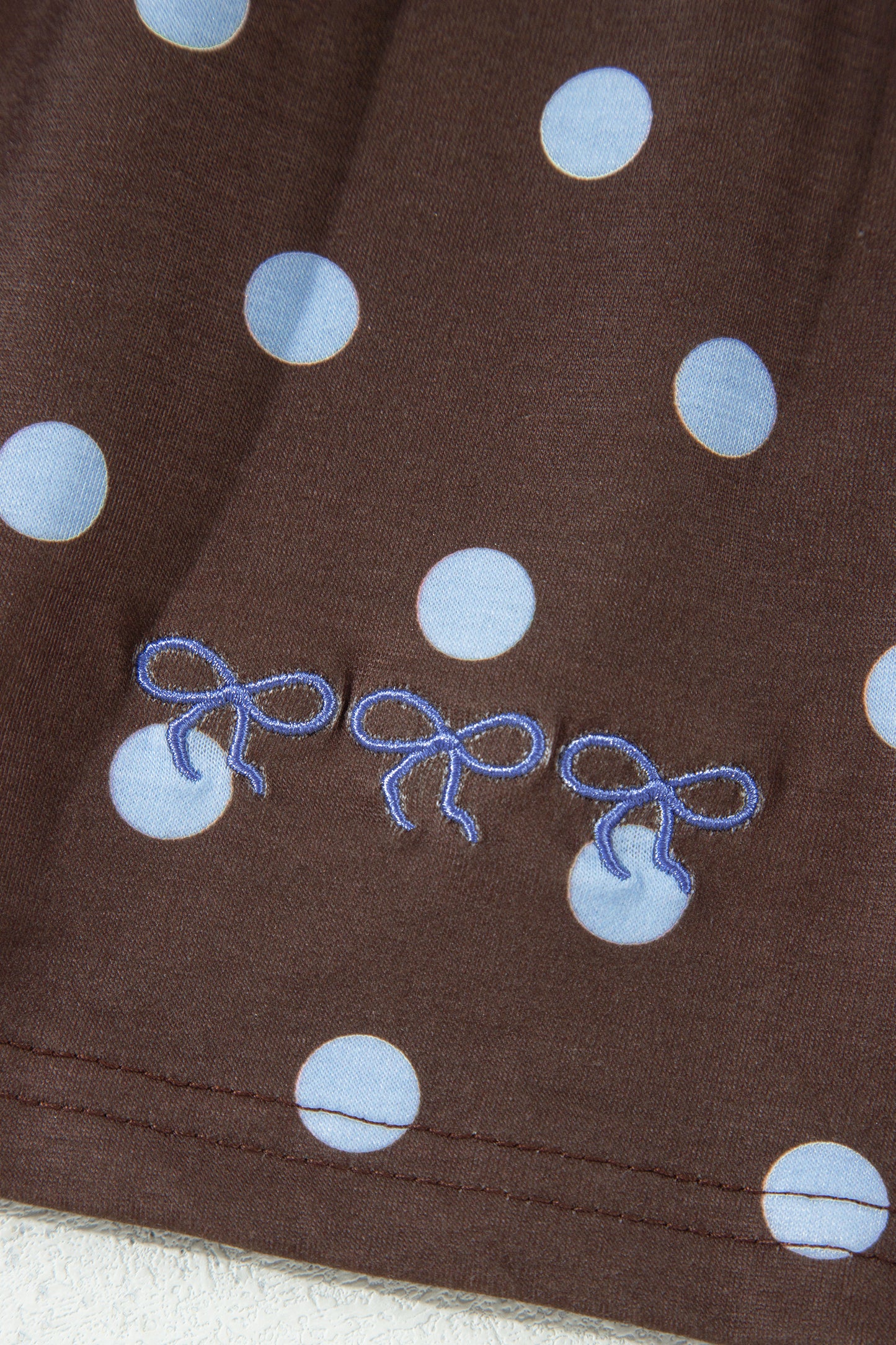 Polka Dot Embroidered Bow Detail Skort Set