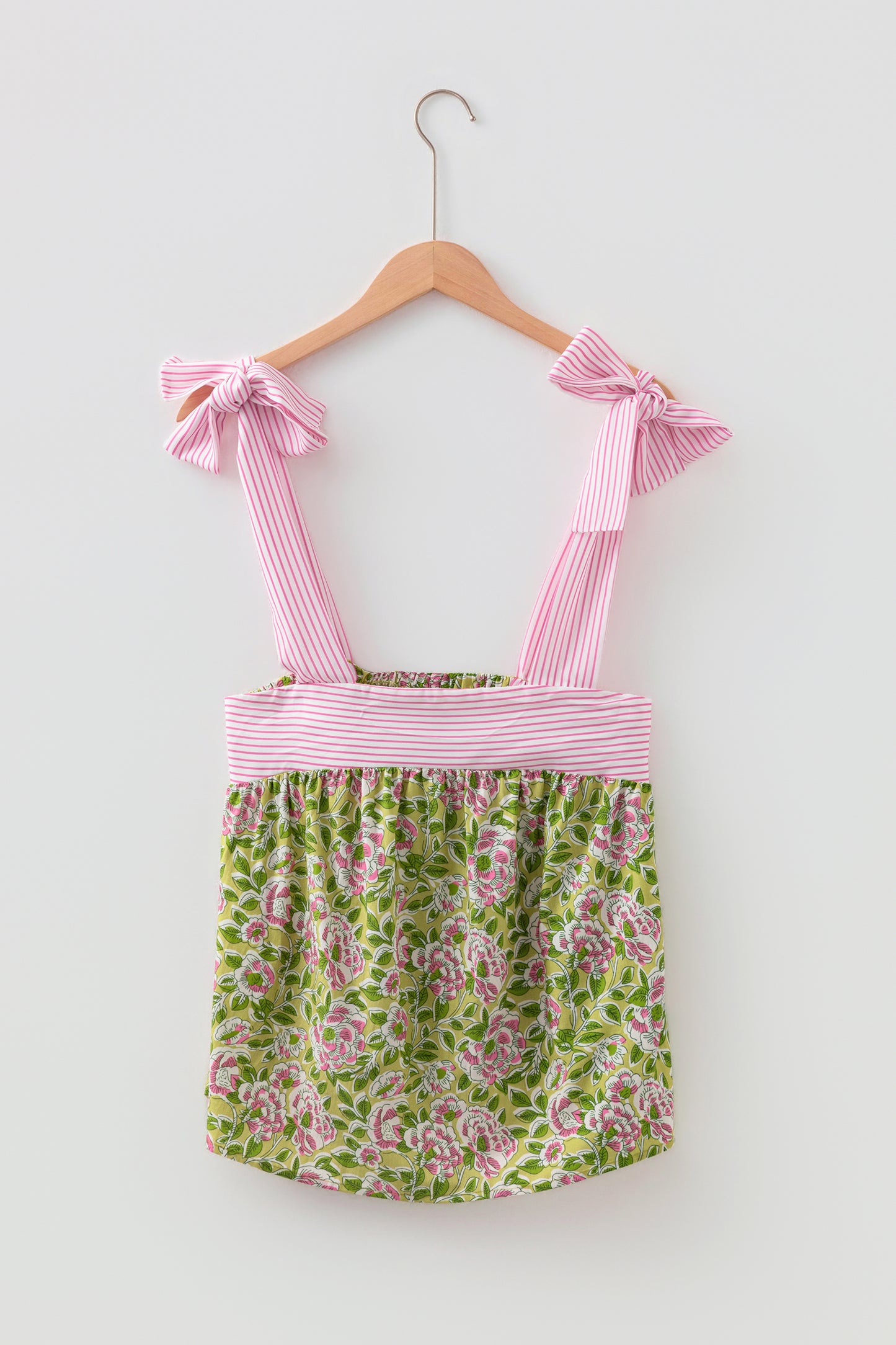 Floral Printed Knot Straps Babydoll Tank Top