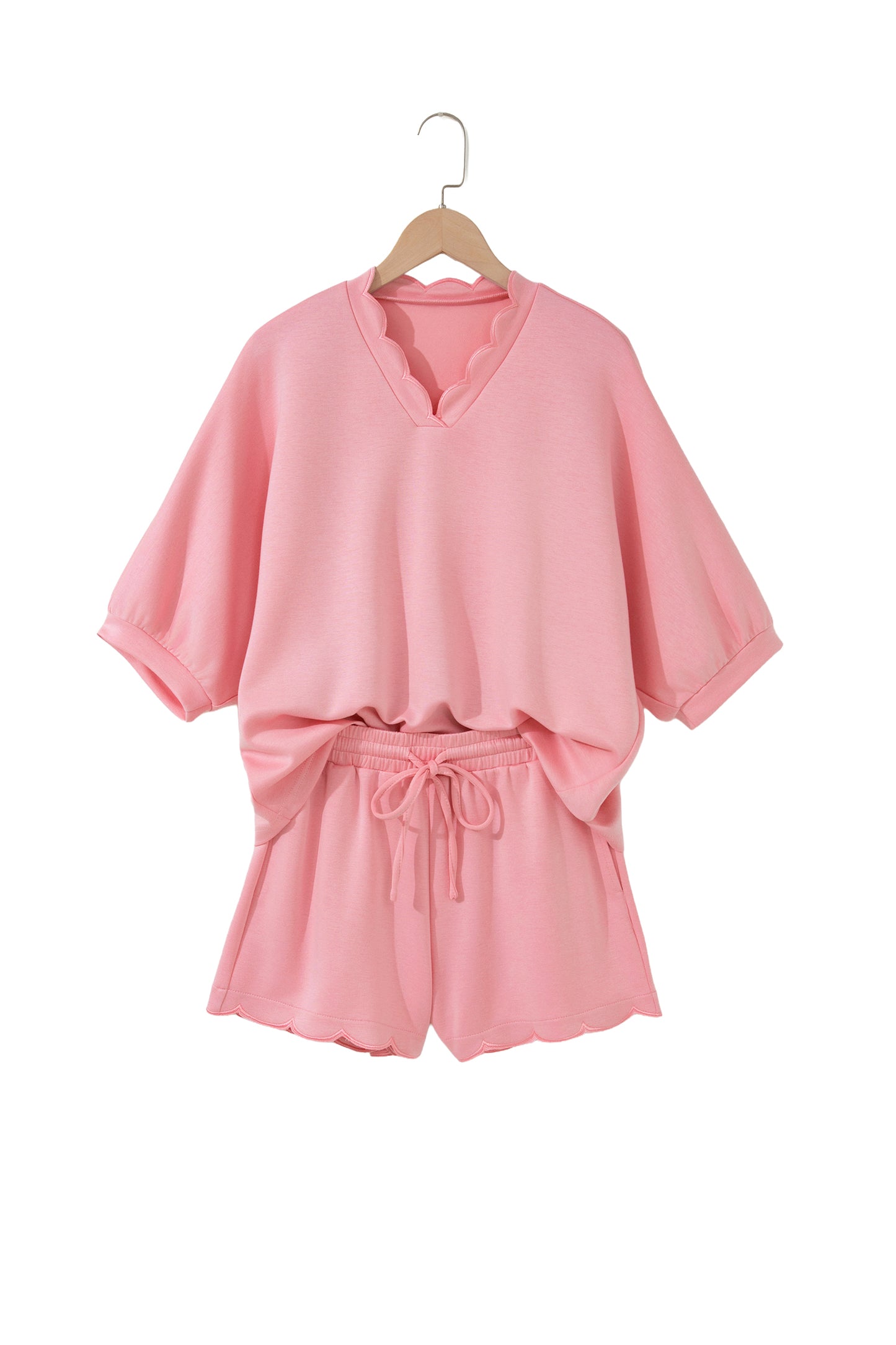 Scalloped V Neck Short Set