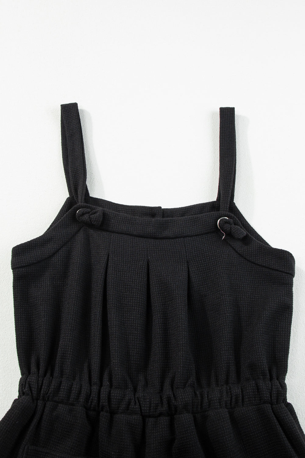 Black Textured Drawstring Jumpsuit