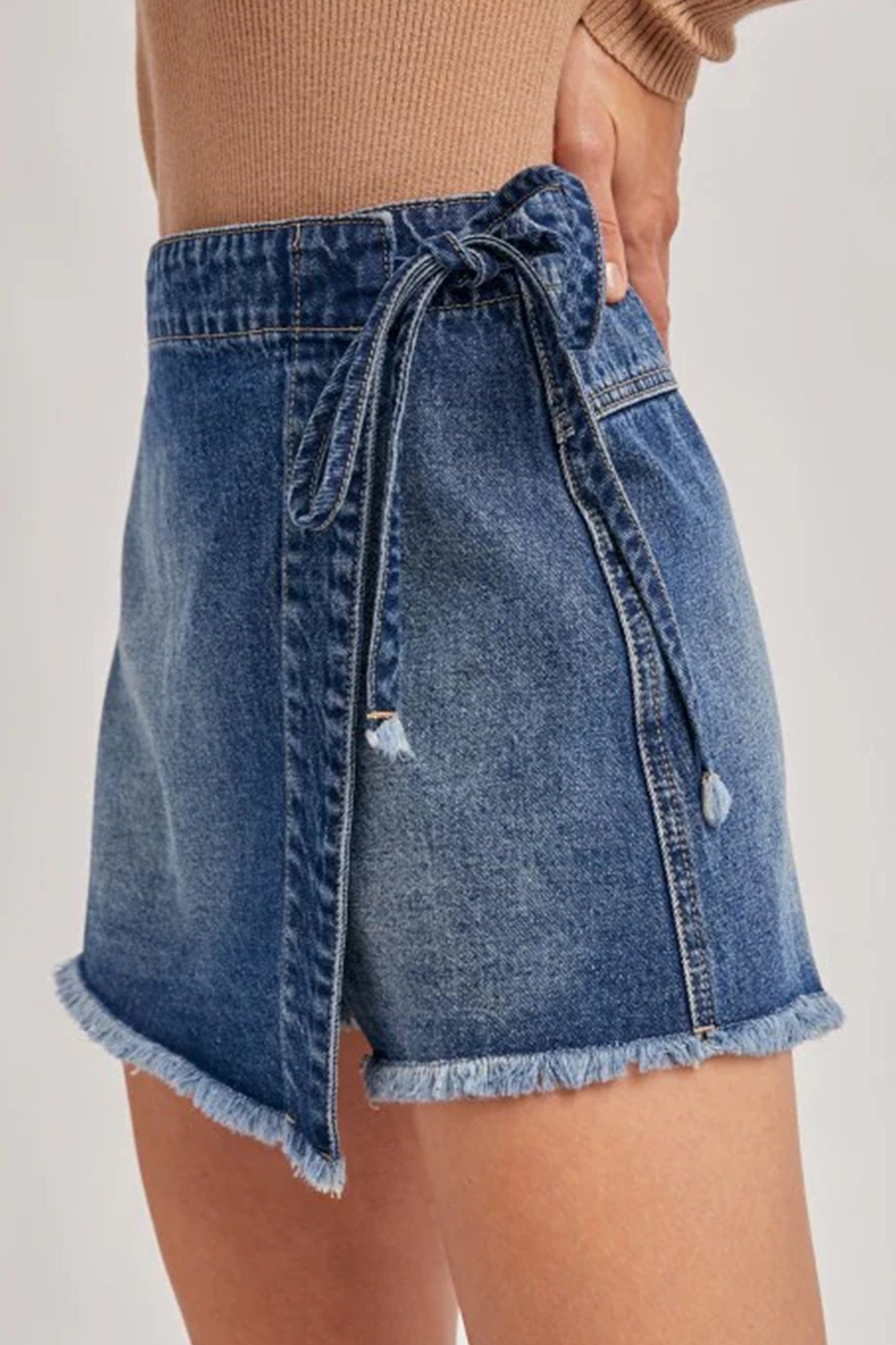 Wrapped Tie Waist Denim Skort