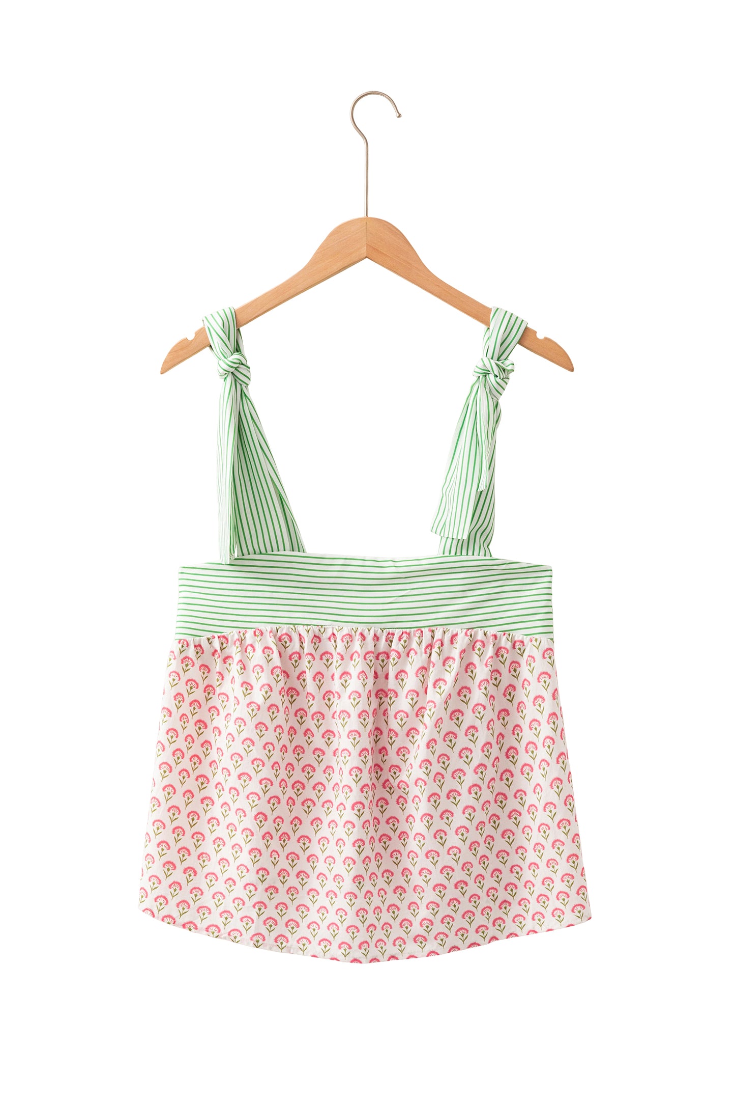 Floral Printed Knot Straps Babydoll Tank Top