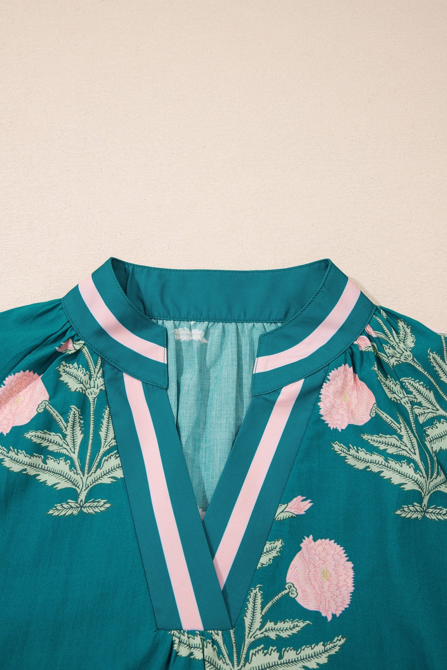 Wild Flower Print V Neck Blouse