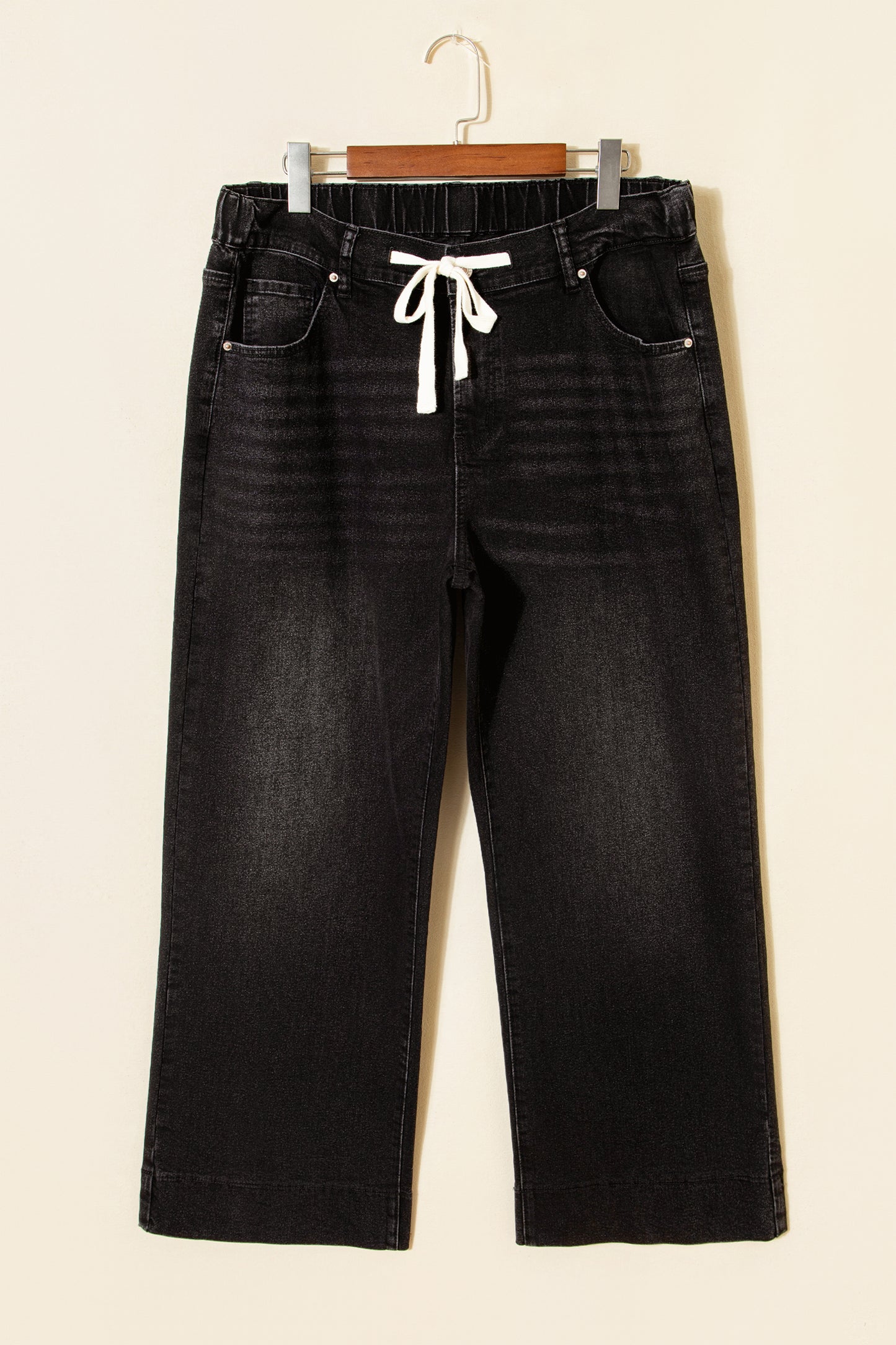 Dark Blue Acid Wash Contrast Lace-up Plus Size Jeans