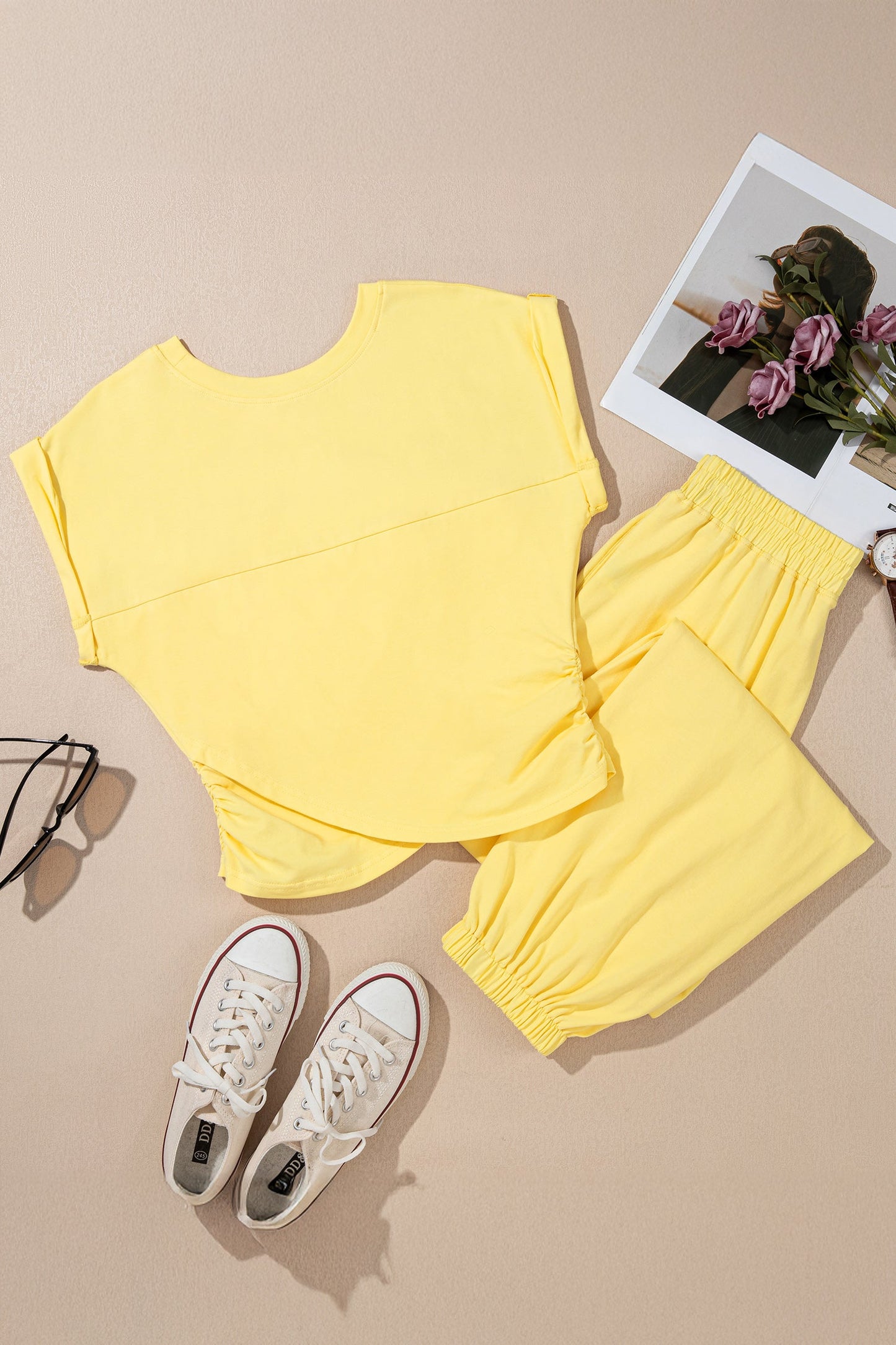 Cropped Tank Top and Jogger Pants Set