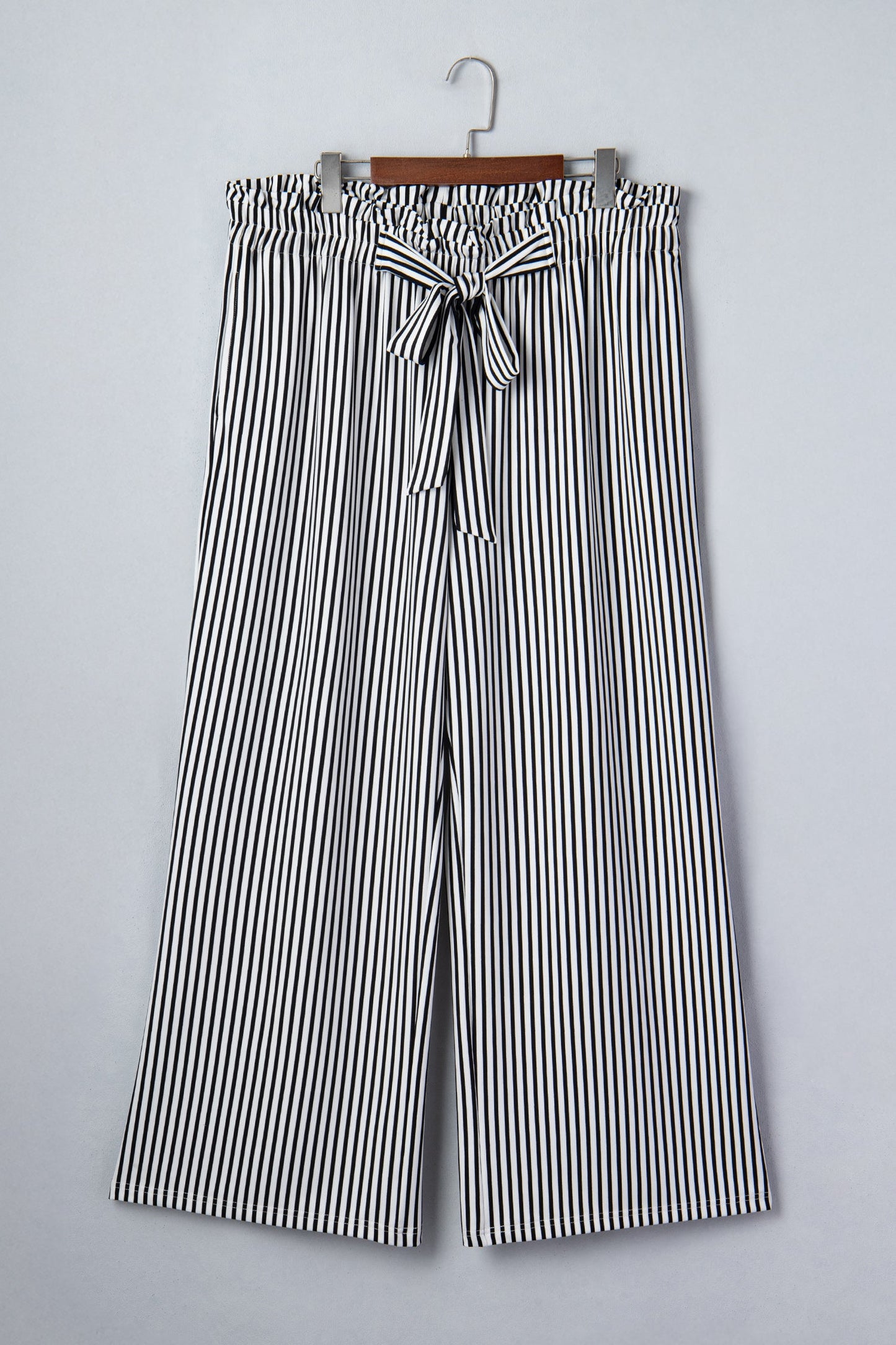 Black Stripe Plus Size Loose Straight Casual Pants