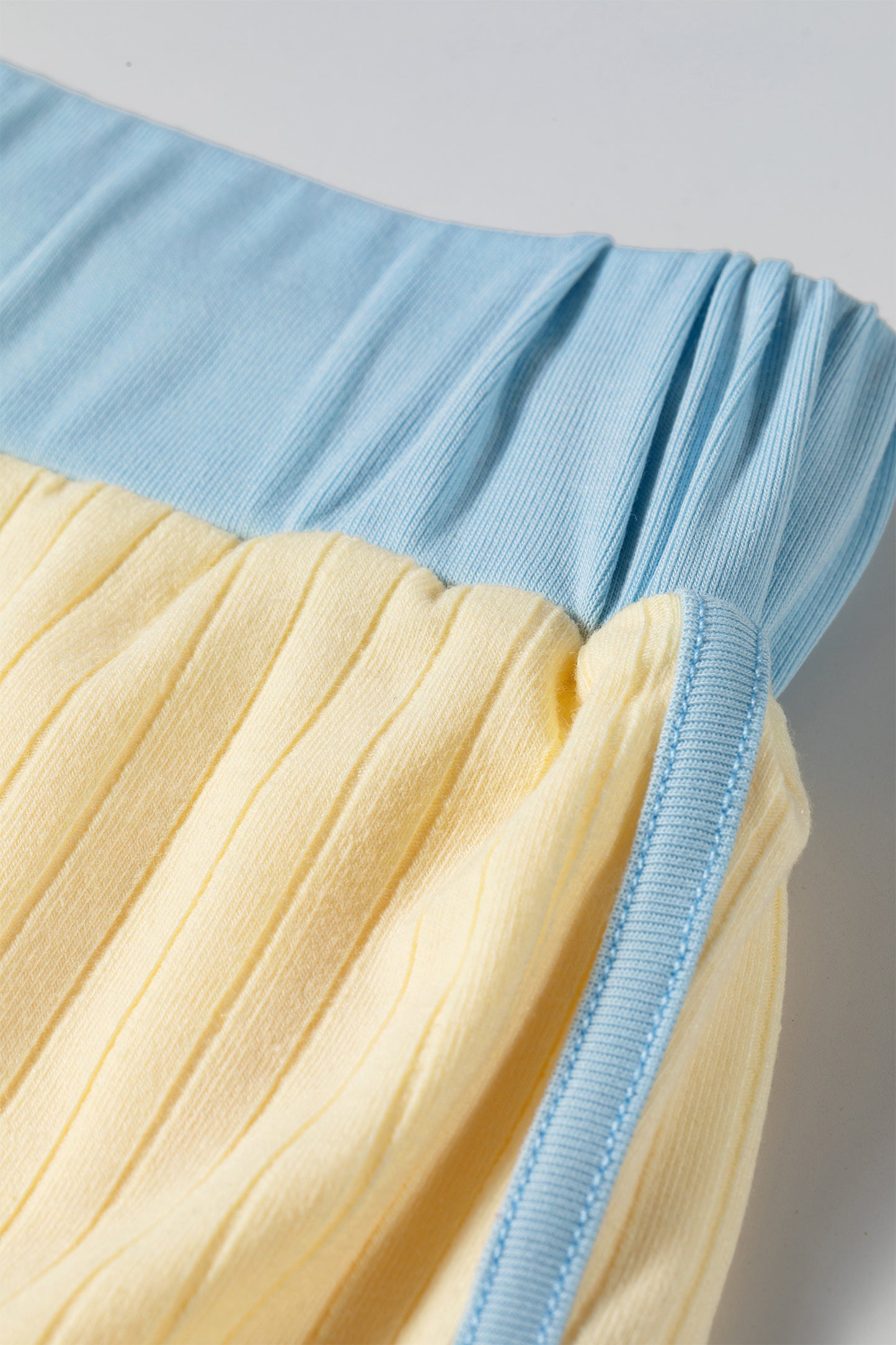 Yellow Ribbed Knit Skirt Set