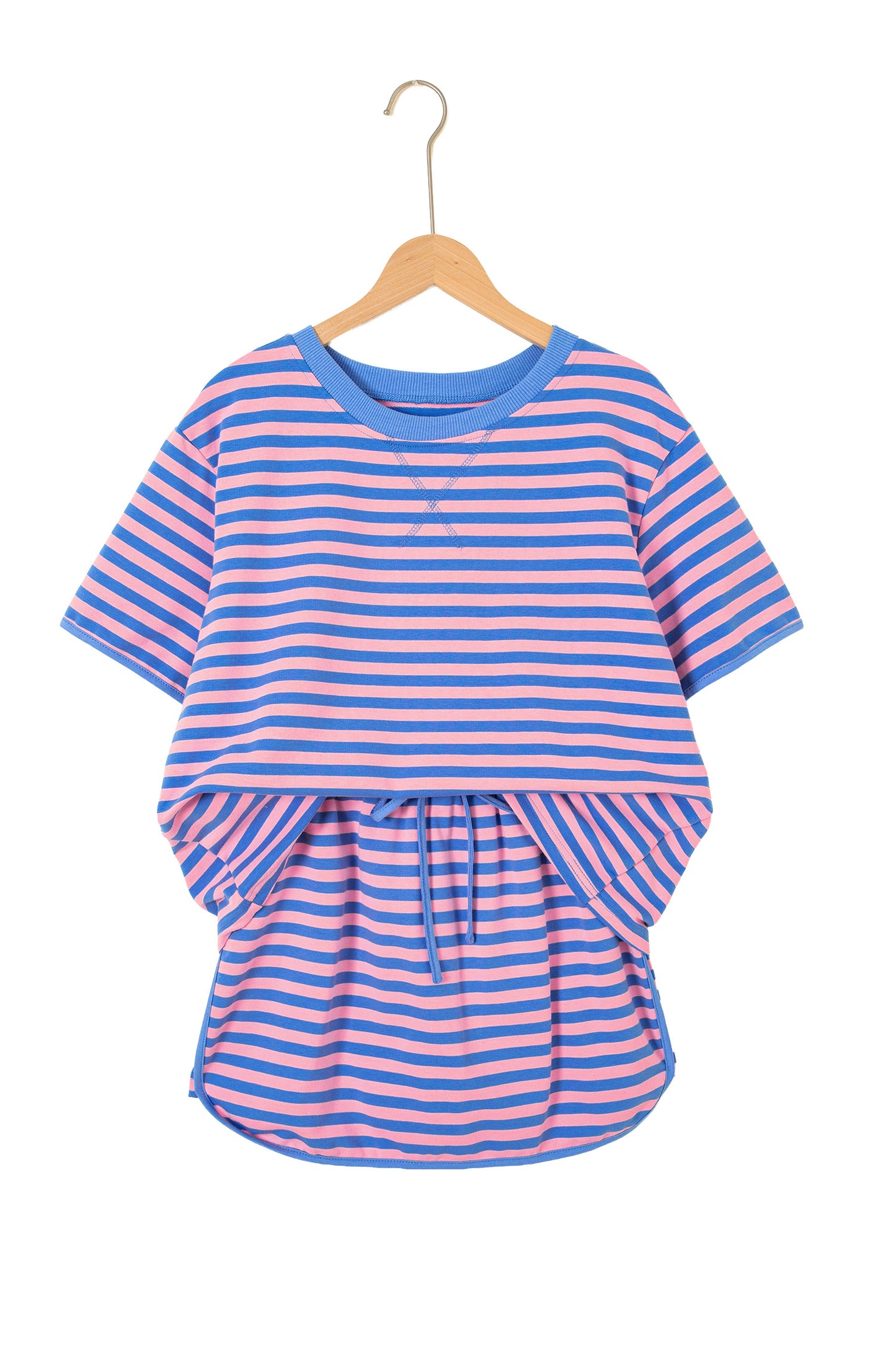Stripe Relaxed Short Sleeve Top & Skort Set