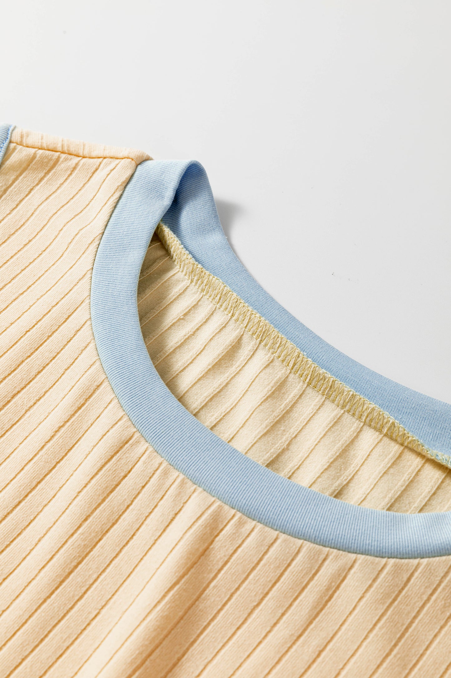 Contrast Trim Ribbed Skort Set