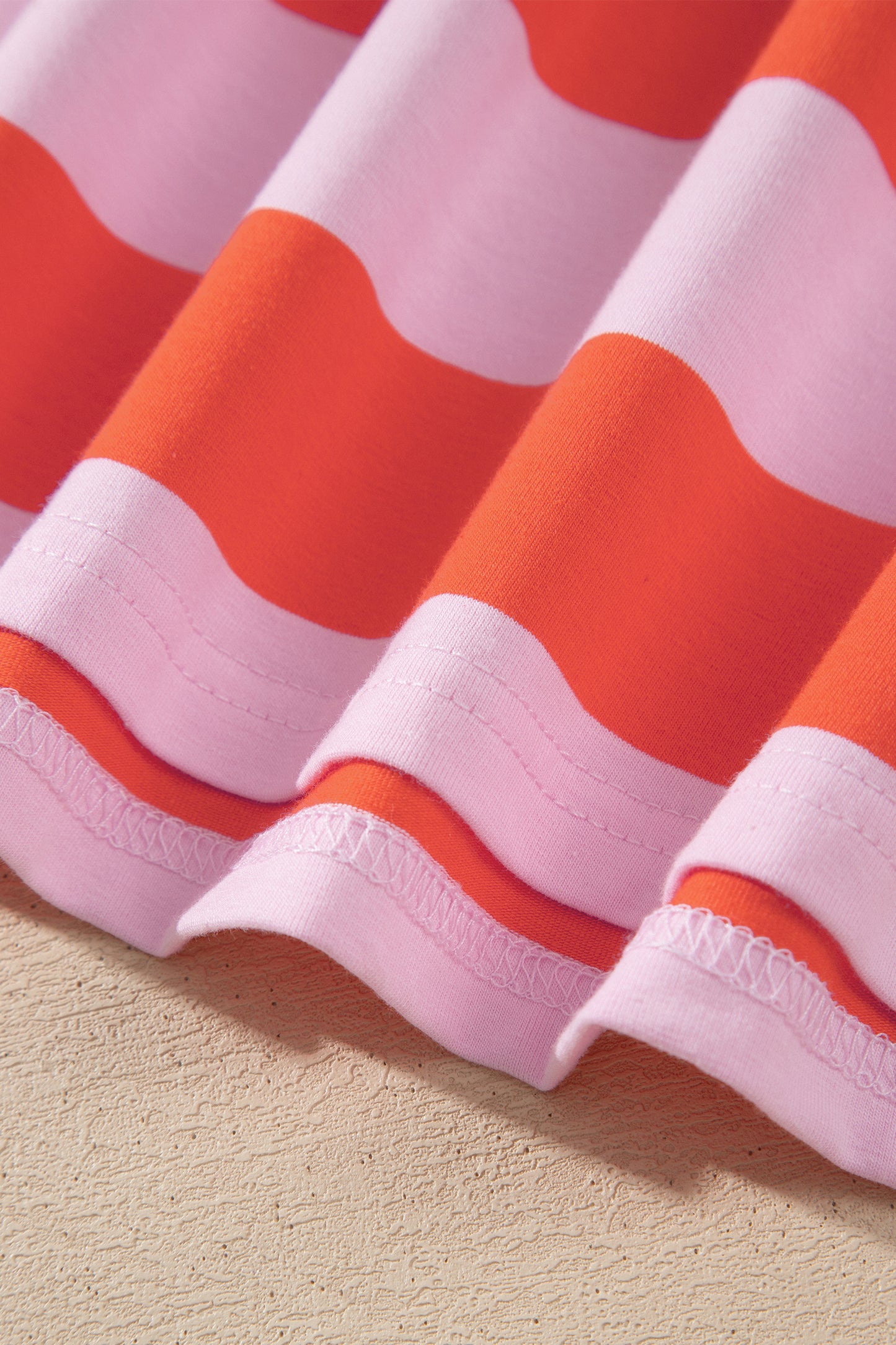 Stripe Cuffed Short Sleeve Pocketed Casual T Shirt Long Dress