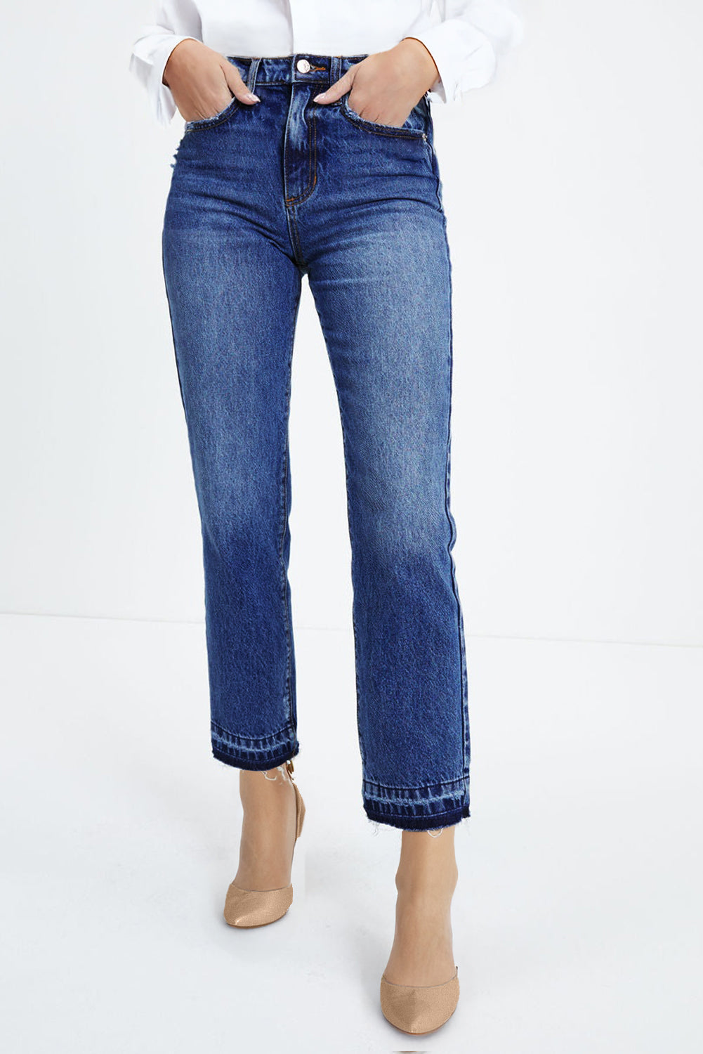 Raw Hem Cropped Jeans