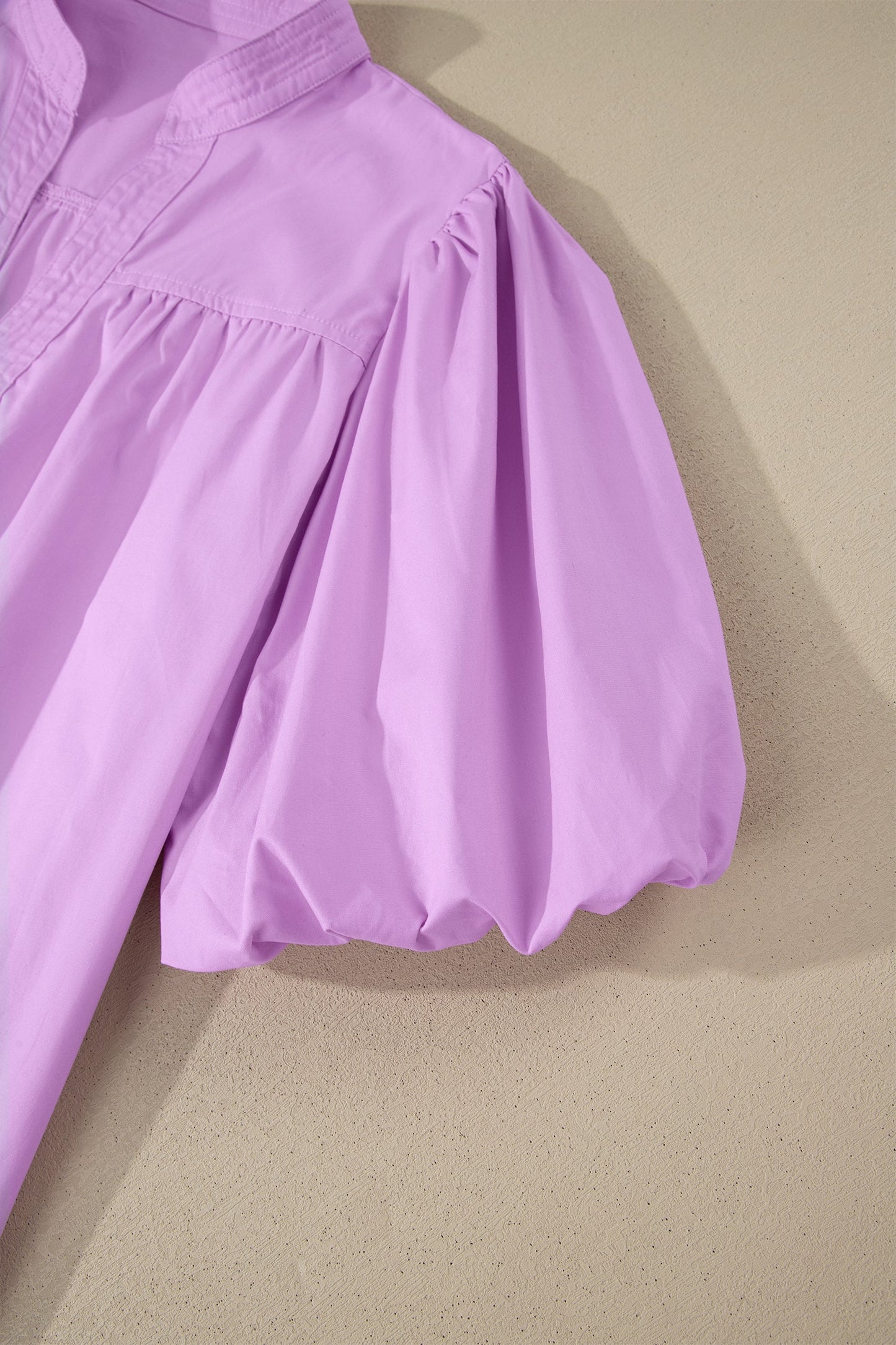 Stitched Detail Puffy Half Sleeve Blouse