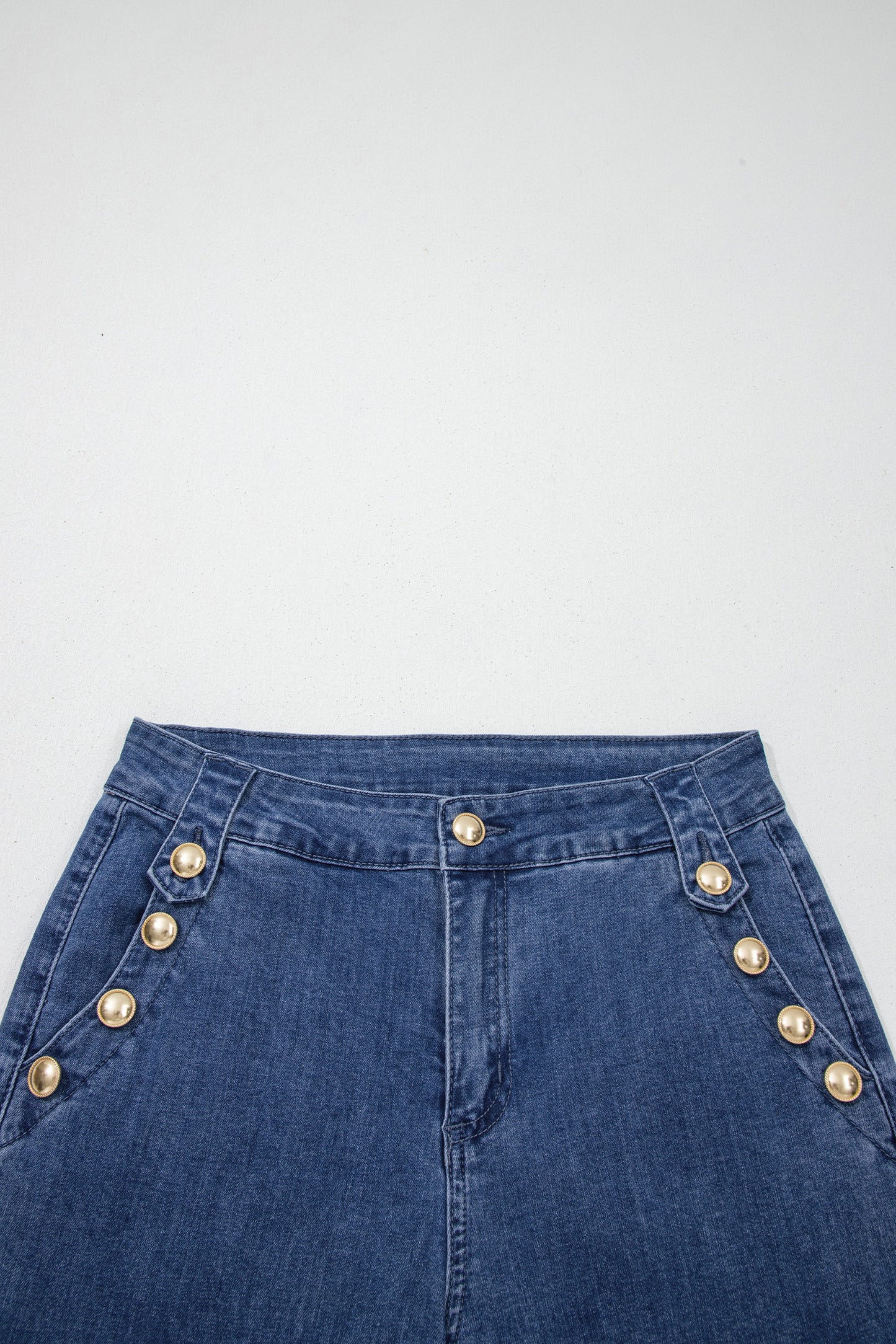 Ashleigh Button Detail Rolled Hem Flare Leg Jeans