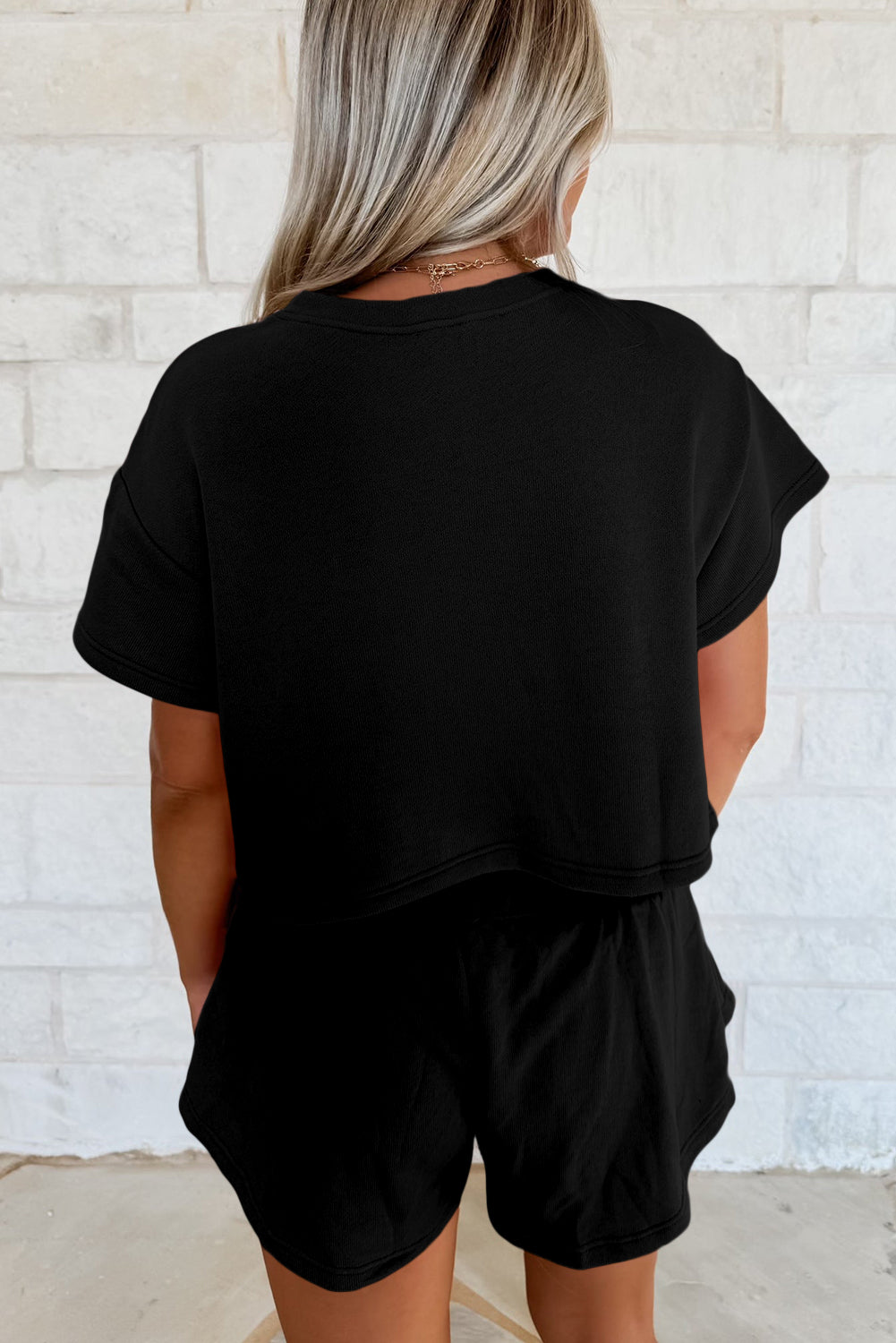 Cropped Tee Ruffle High Waist Skort Set