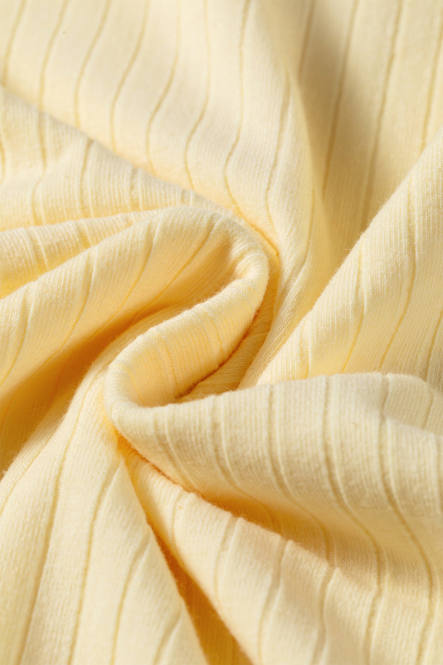 Yellow Ribbed Knit Skirt Set