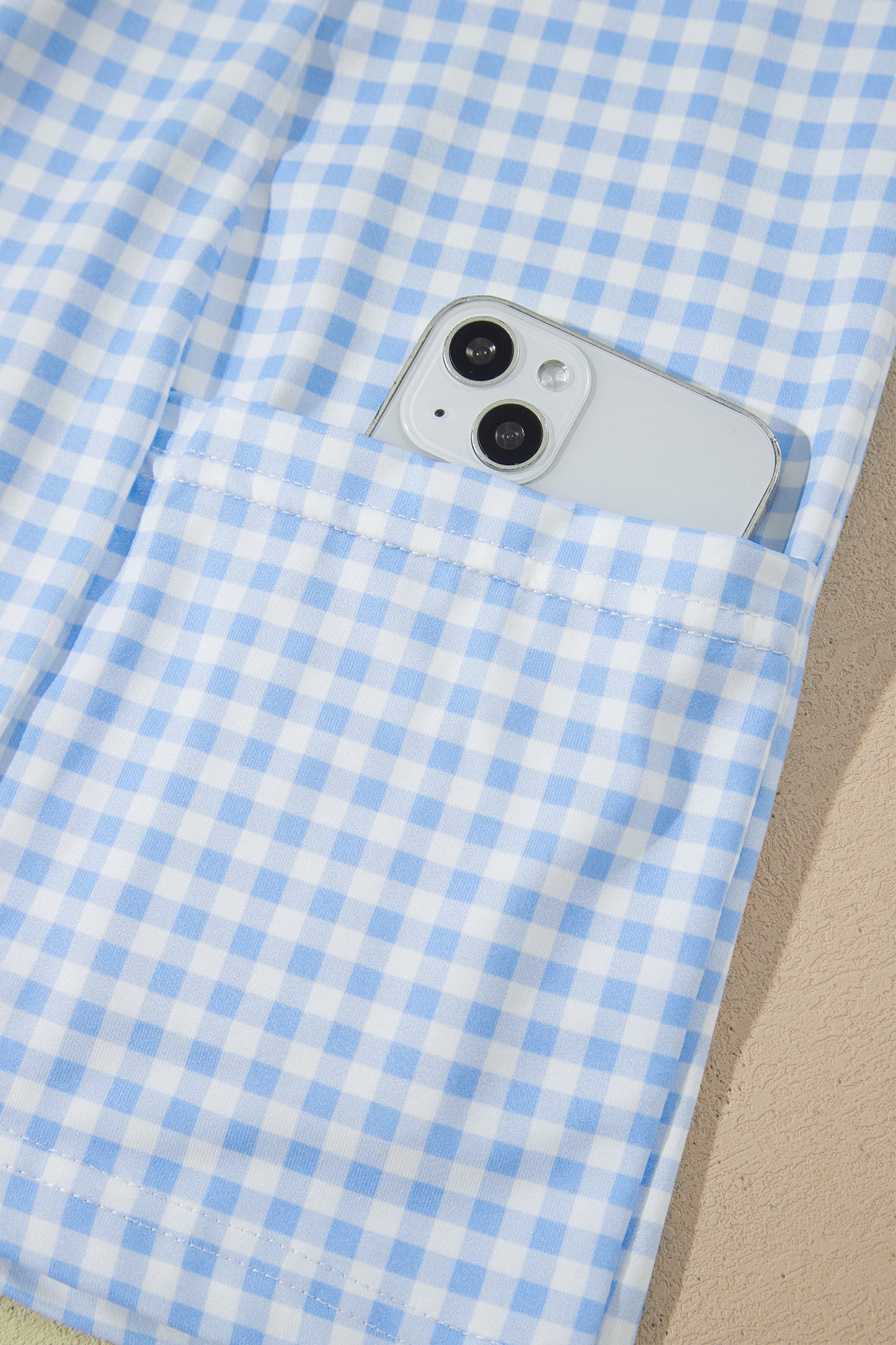 Faux Two Piece Gingham Contrast Mini Dress