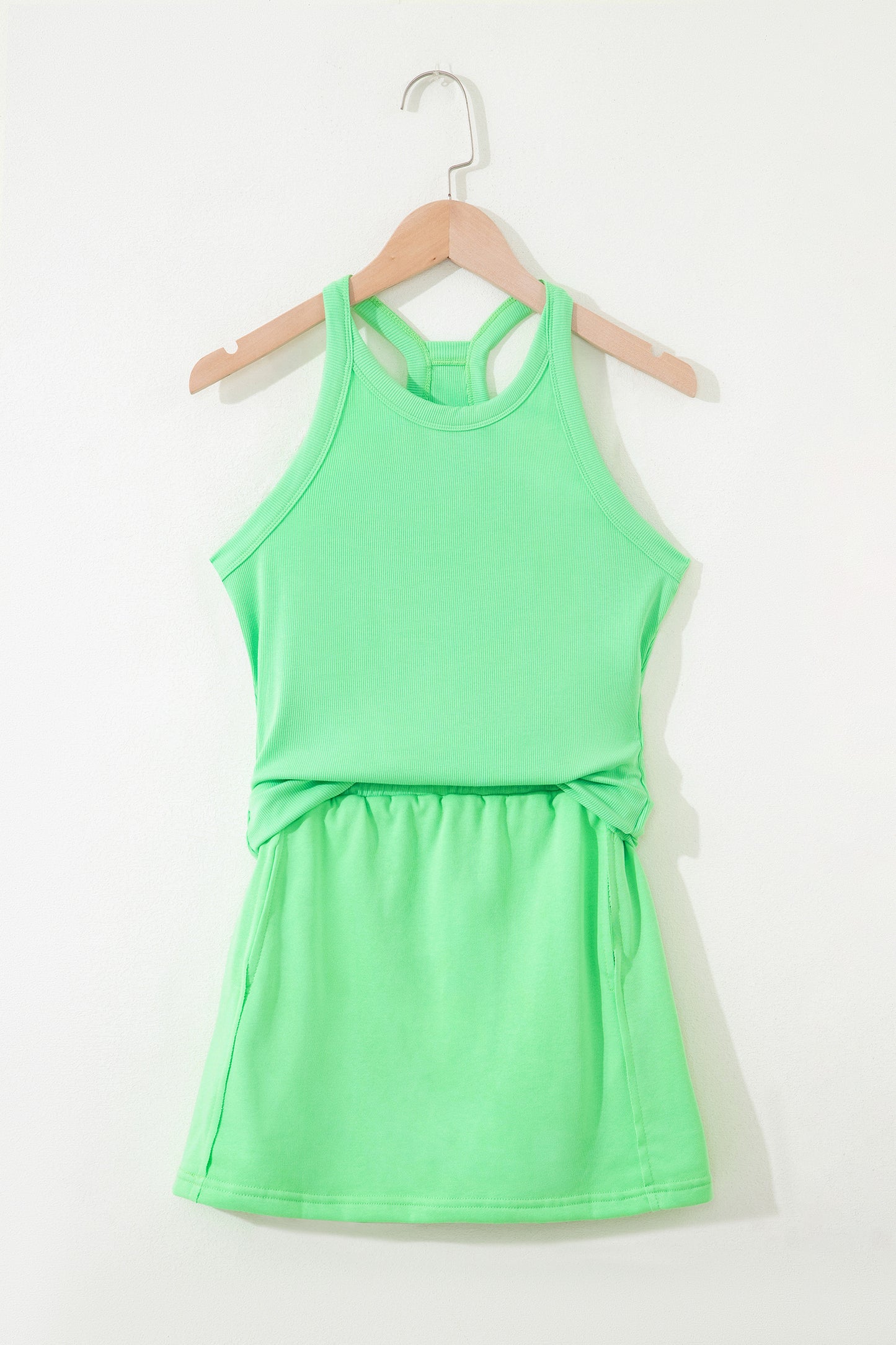 Slim Tank Top Elastic Waist Mini Skort 2pcs Outfit
