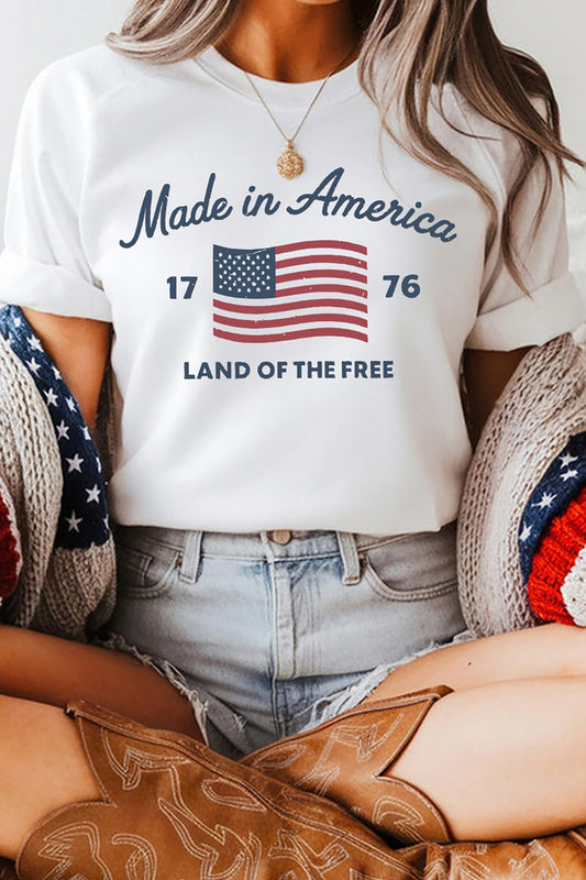 White American Flag Retro Inspired Graphic Tee