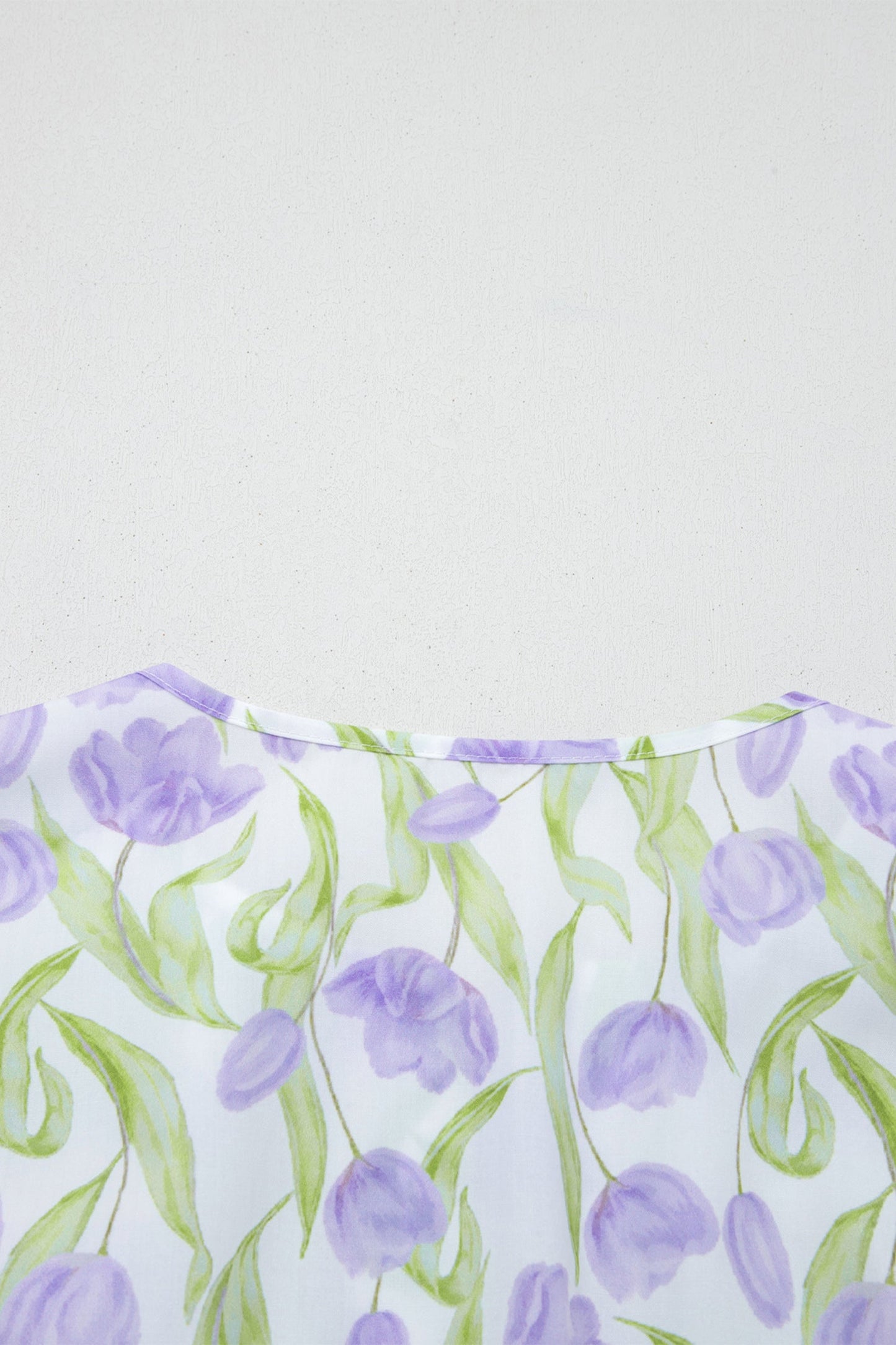 Purple Tulip Floral Print Contrast Trim Midi Dress