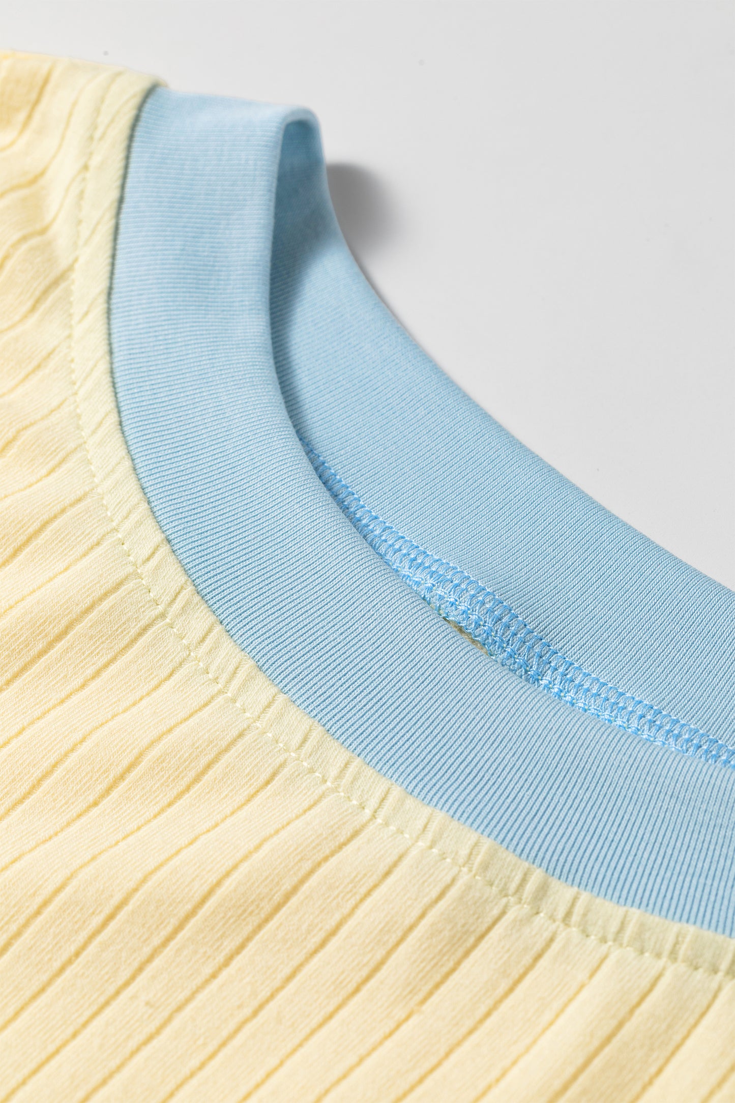 Yellow Ribbed Knit Skirt Set