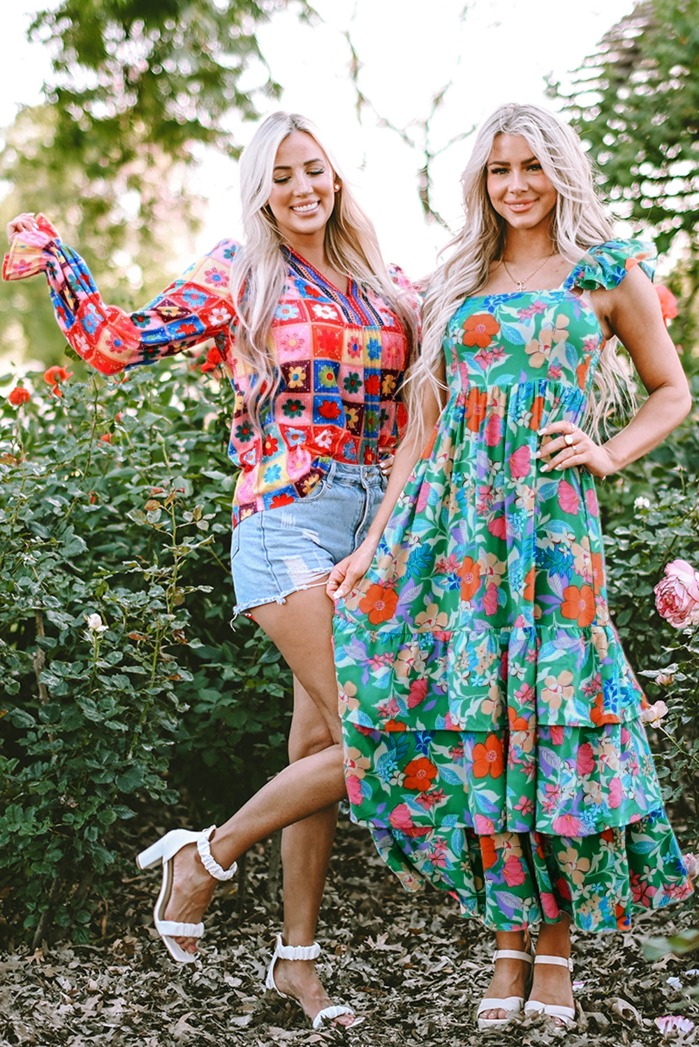 Floral Print Sleeveless Ruffle Tiered Maxi Dress