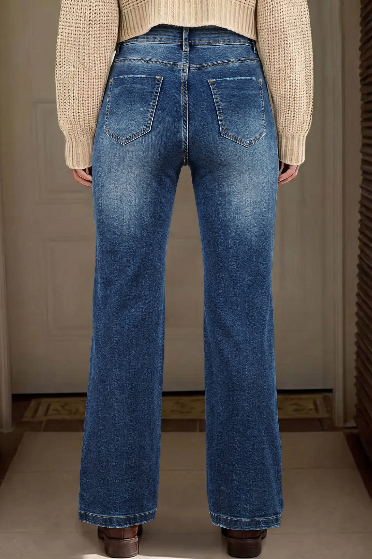 Acid Washed Straight Leg Jeans