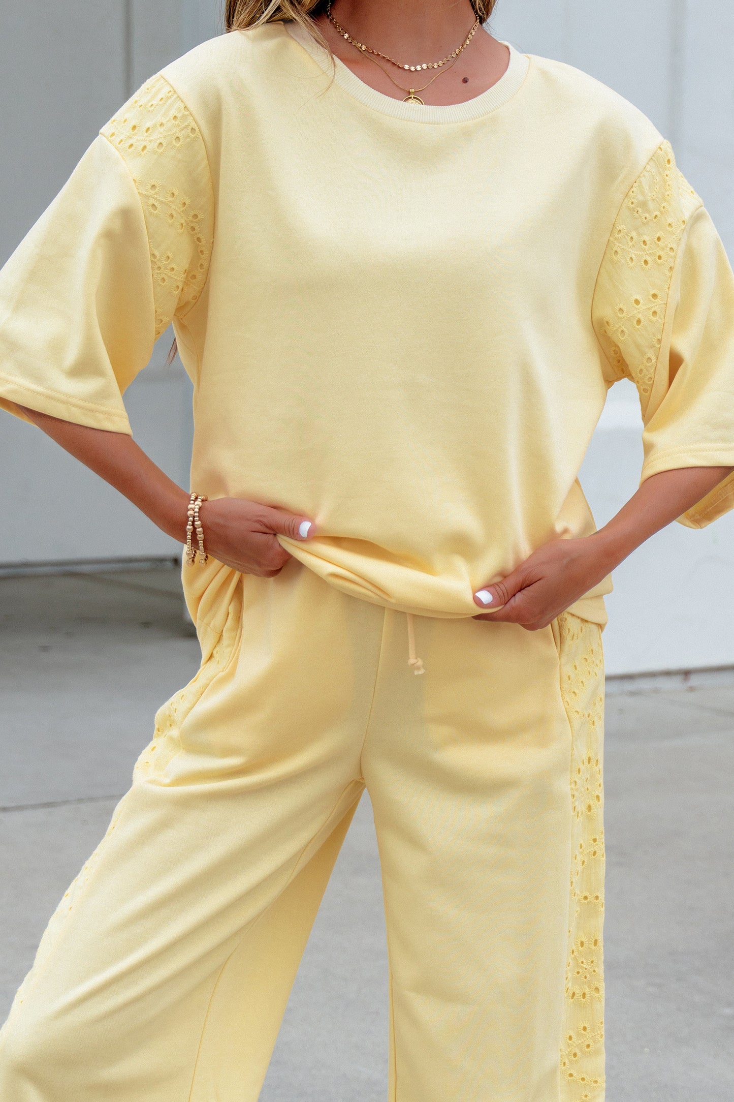 Lace Patchwork Pants Set